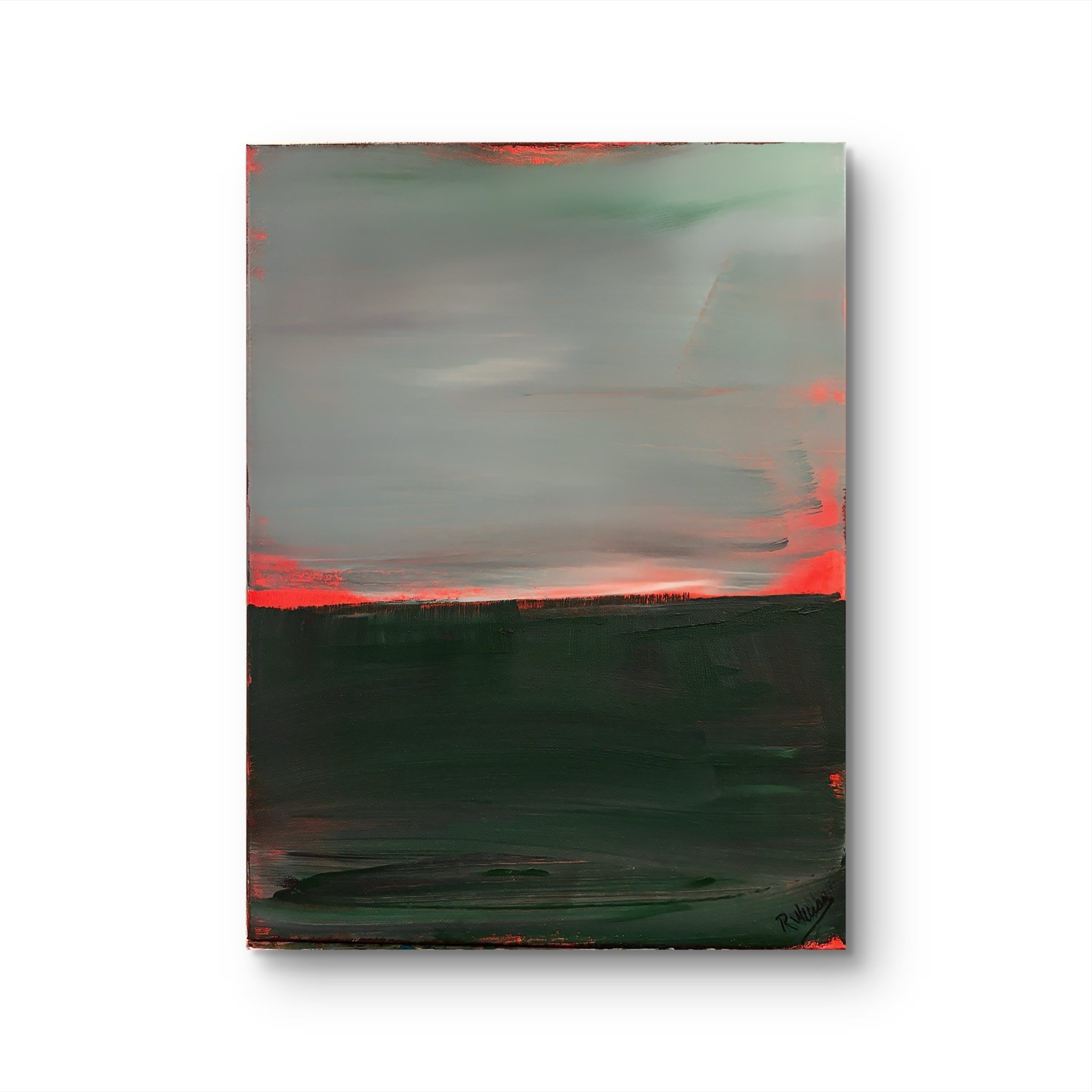 Crimson Divide UNFRAMED Abstract on Сanvas wall-art signed 12×16 Brand New