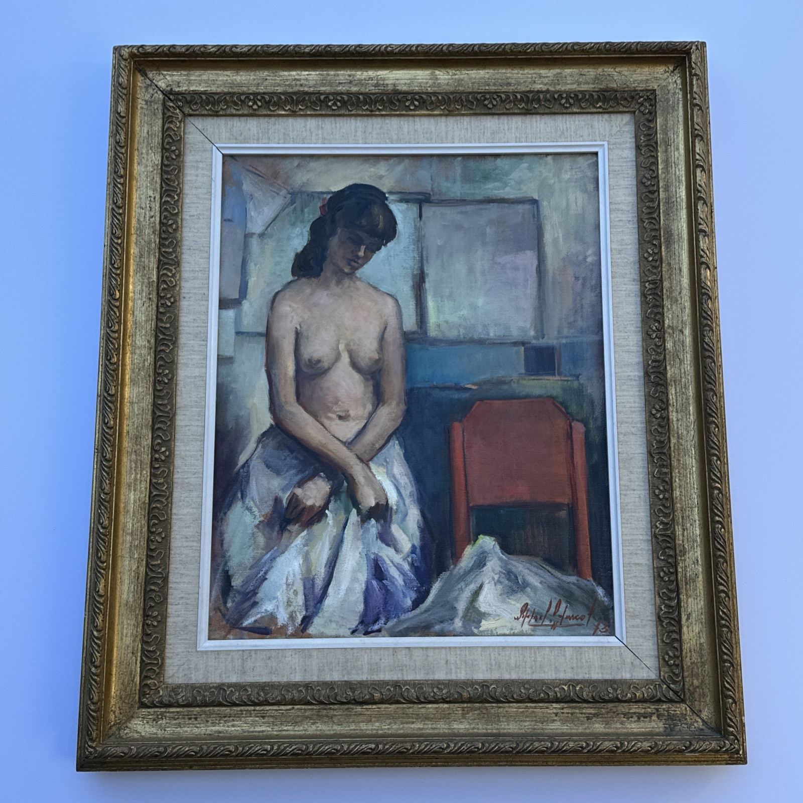 VINTAGE PORTRAIT PAINTING PRETTY WOMAN Women LISTED FAMOUS MID CENTURY MODERNISM
