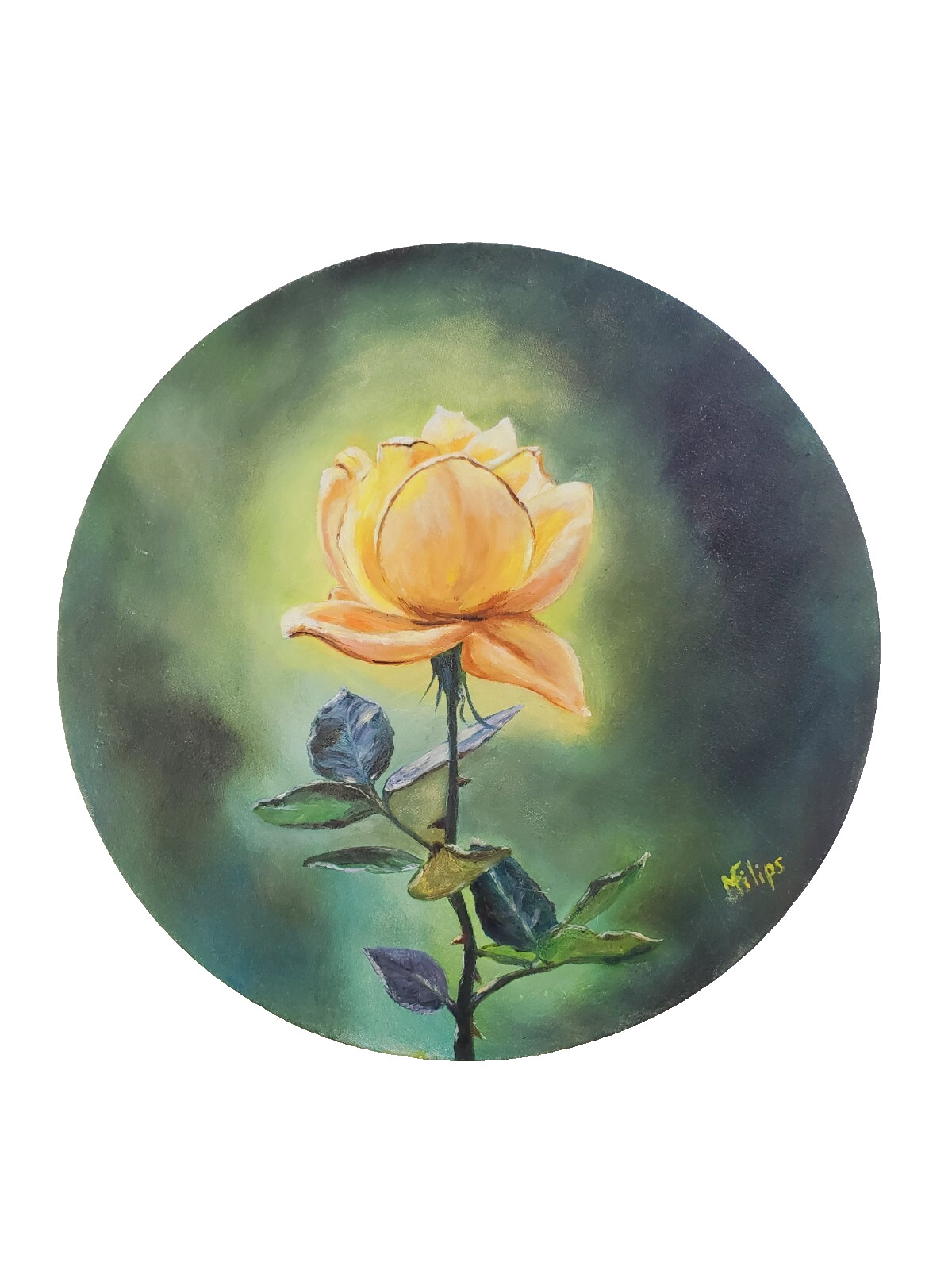 Original Oil Painting Yellow Rose Floral Wall Art 20×20 Canvas One of a Kind