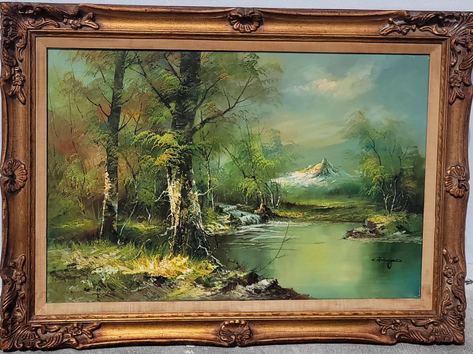ORIGINAL CHARLES HENRY GRANGER LANDSCAPE 31X43 » IN A GOLD GILTED WOODEN FRAMED