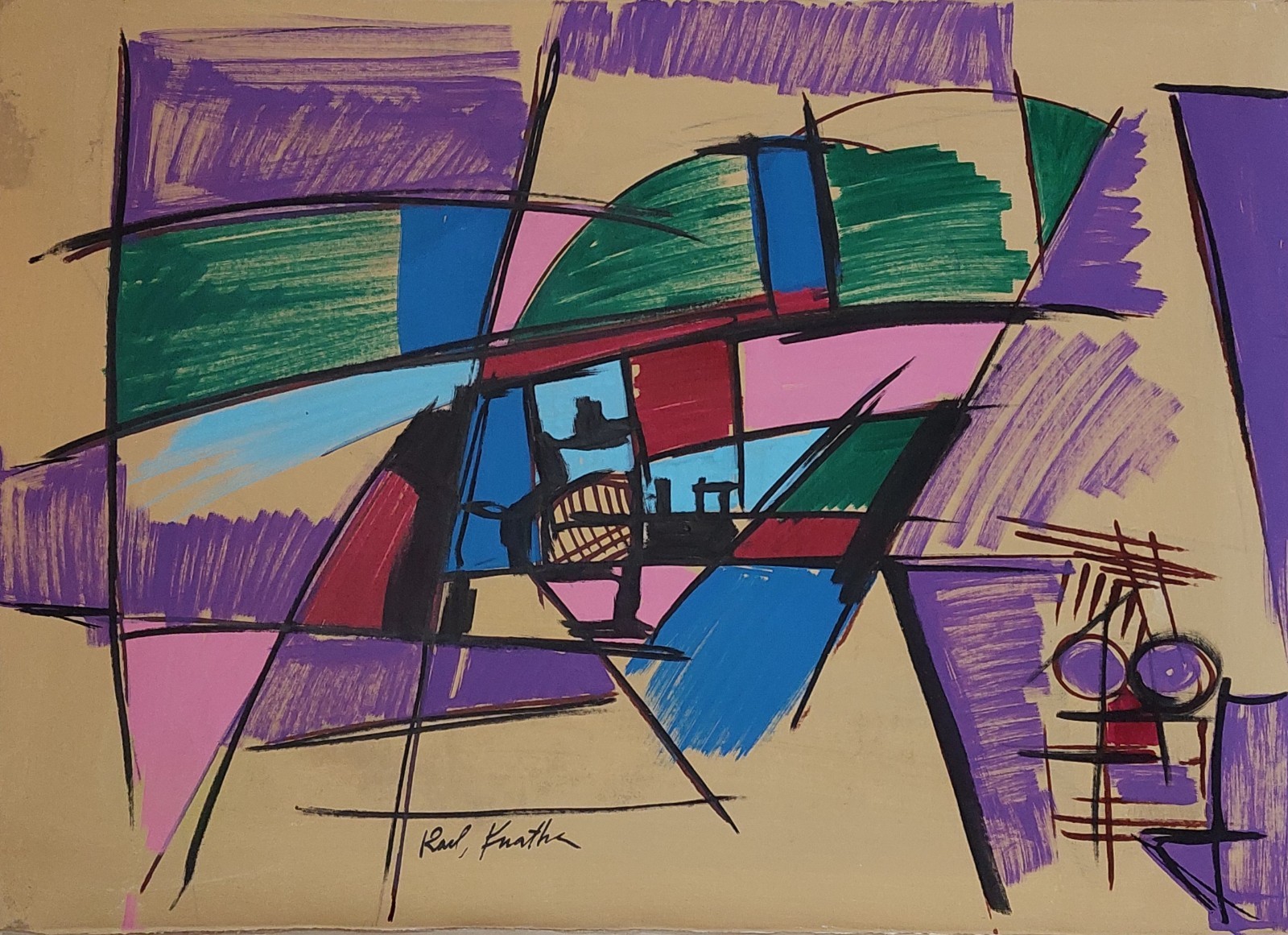 Karl Knaths Signed Abstract Expressionist Oil Painting on Canvas – Large Art