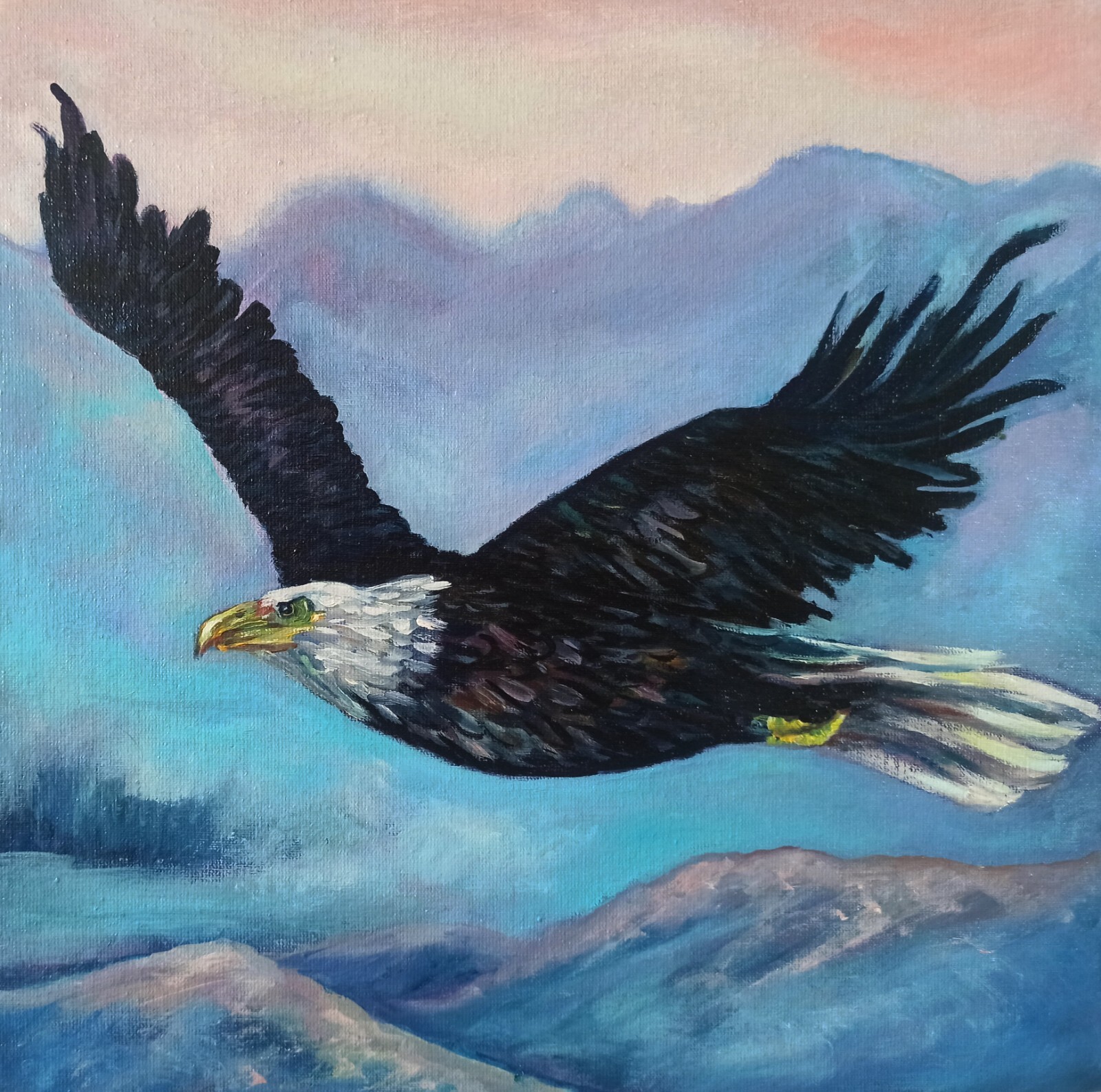 Original Oil Painting Bird Artwork Eagle Painting on Canvas board 30x30cm