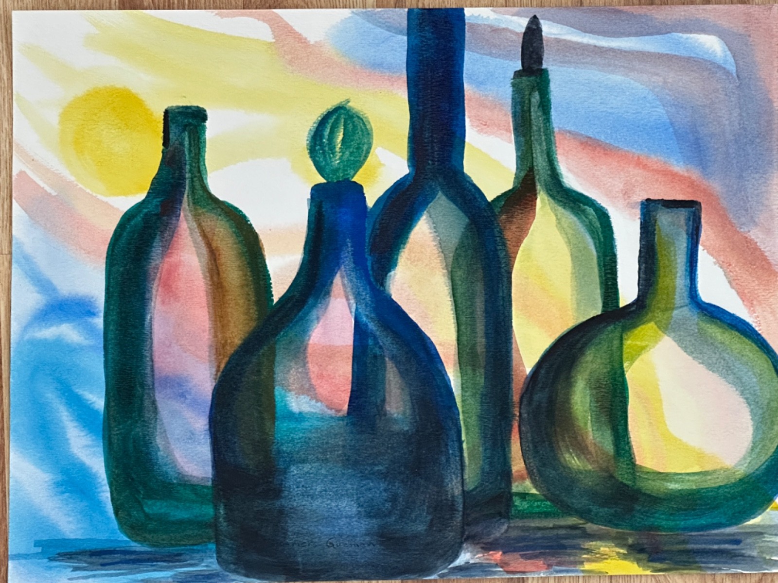 ALICE GUZMAN ORIGINAL WATERCOLOR PAINTING 11″ X 15″ NEW MEXICO ARTIST 1980’S