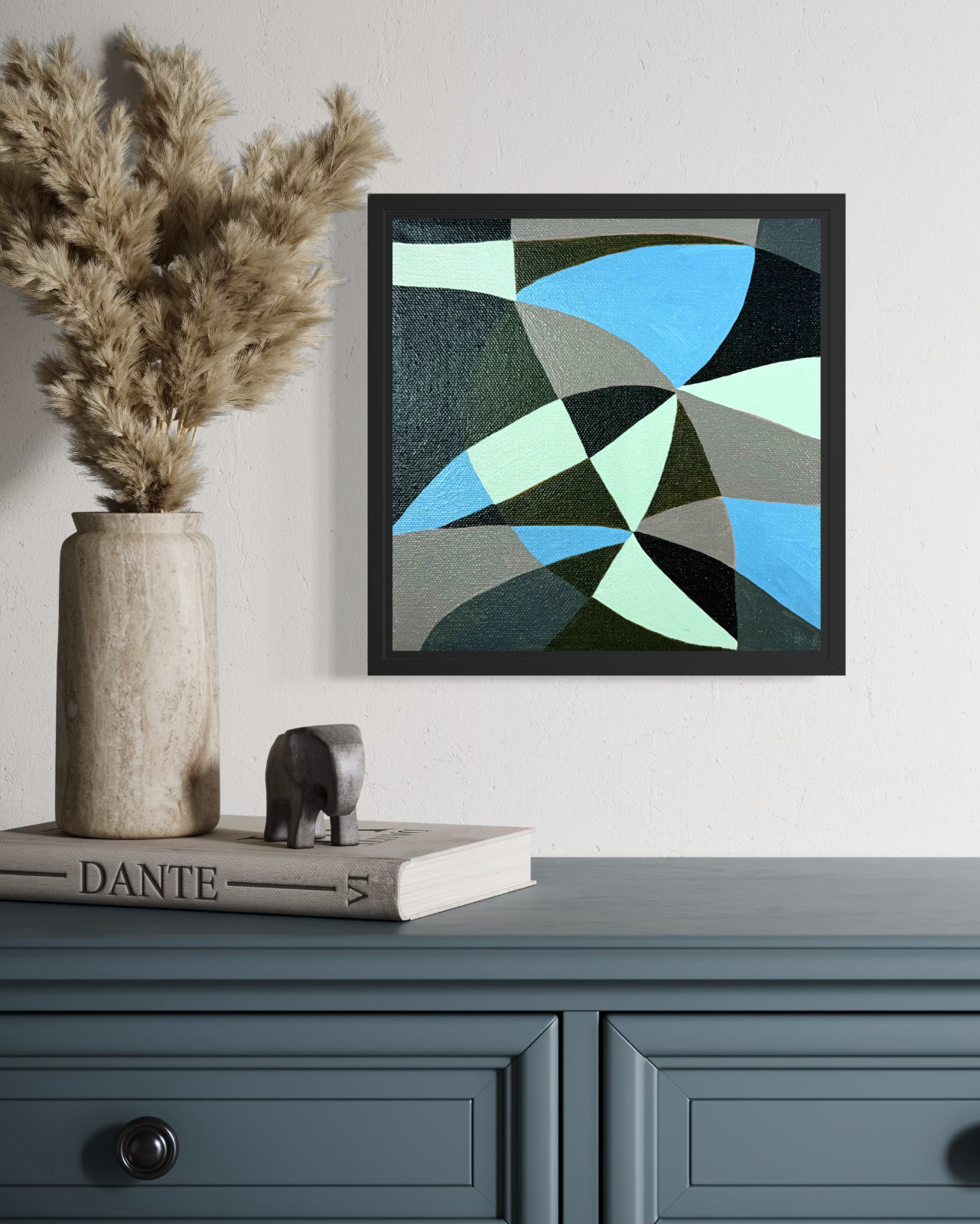 Original Abstract Mid Century Modern Acrylic Painting on Canvas 8×8 Wall Art