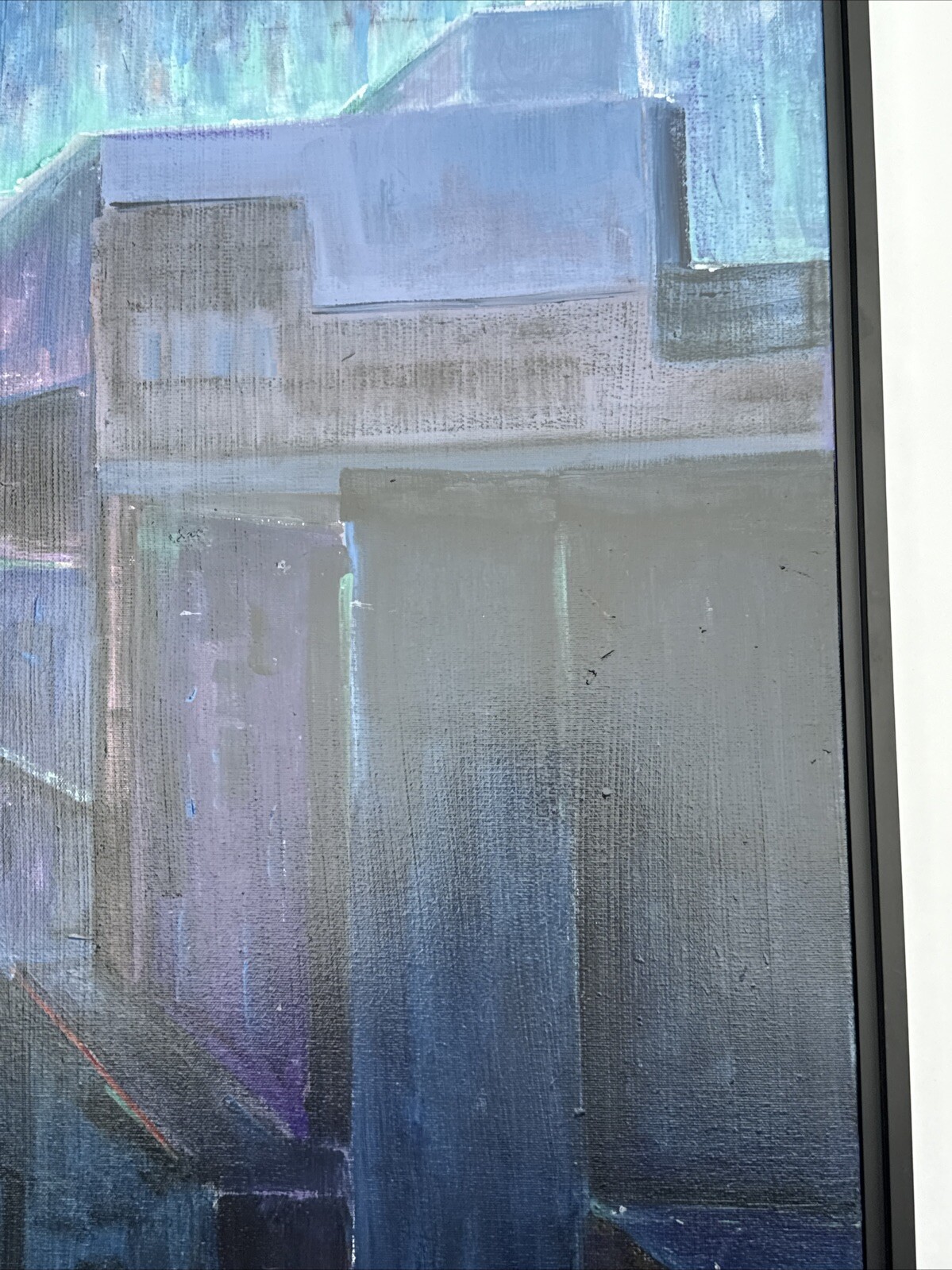 CHARLES WHITE PAINTING CITYSCAPE NIGHT URBAN LIGHTS CITY FOG MODERNIST RARE