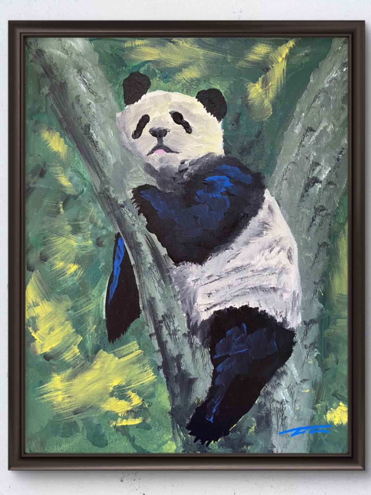 Sleepy Panda Original Art 14×11 Canvas