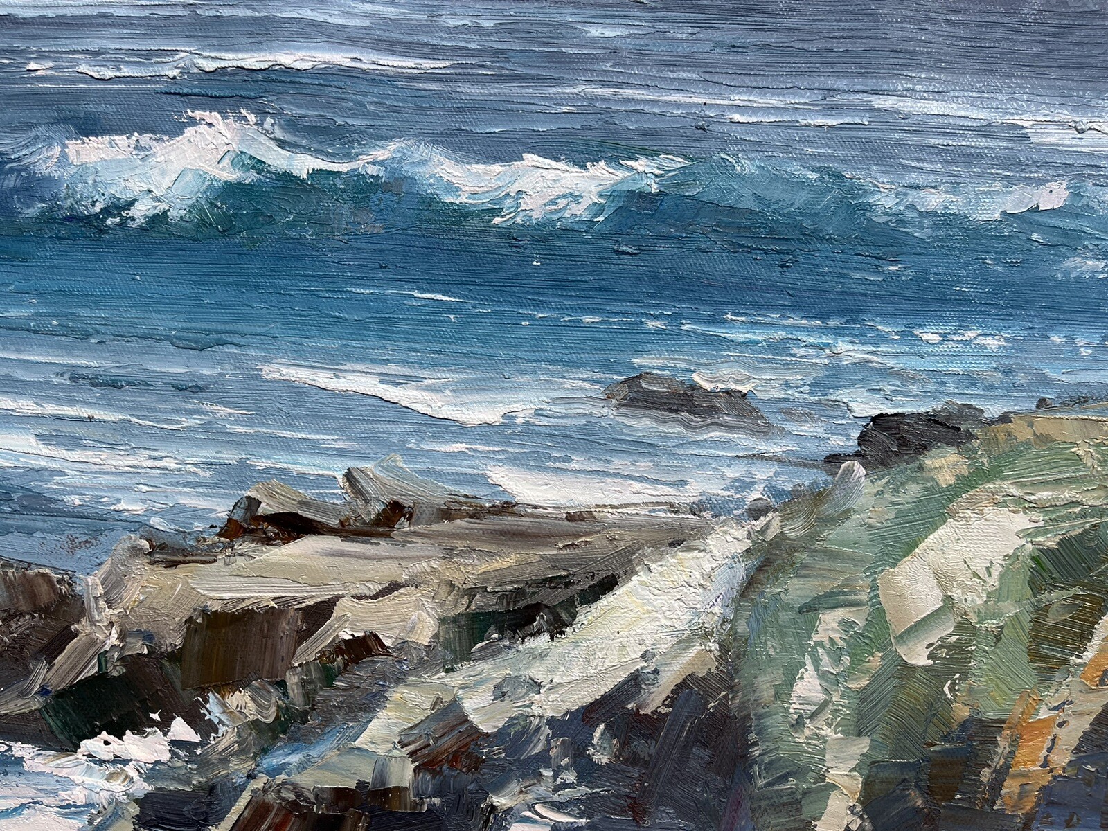 Seascape,Ocean,waves,landscape ,Original Oil Painting by Jason, 70 x 50 cm