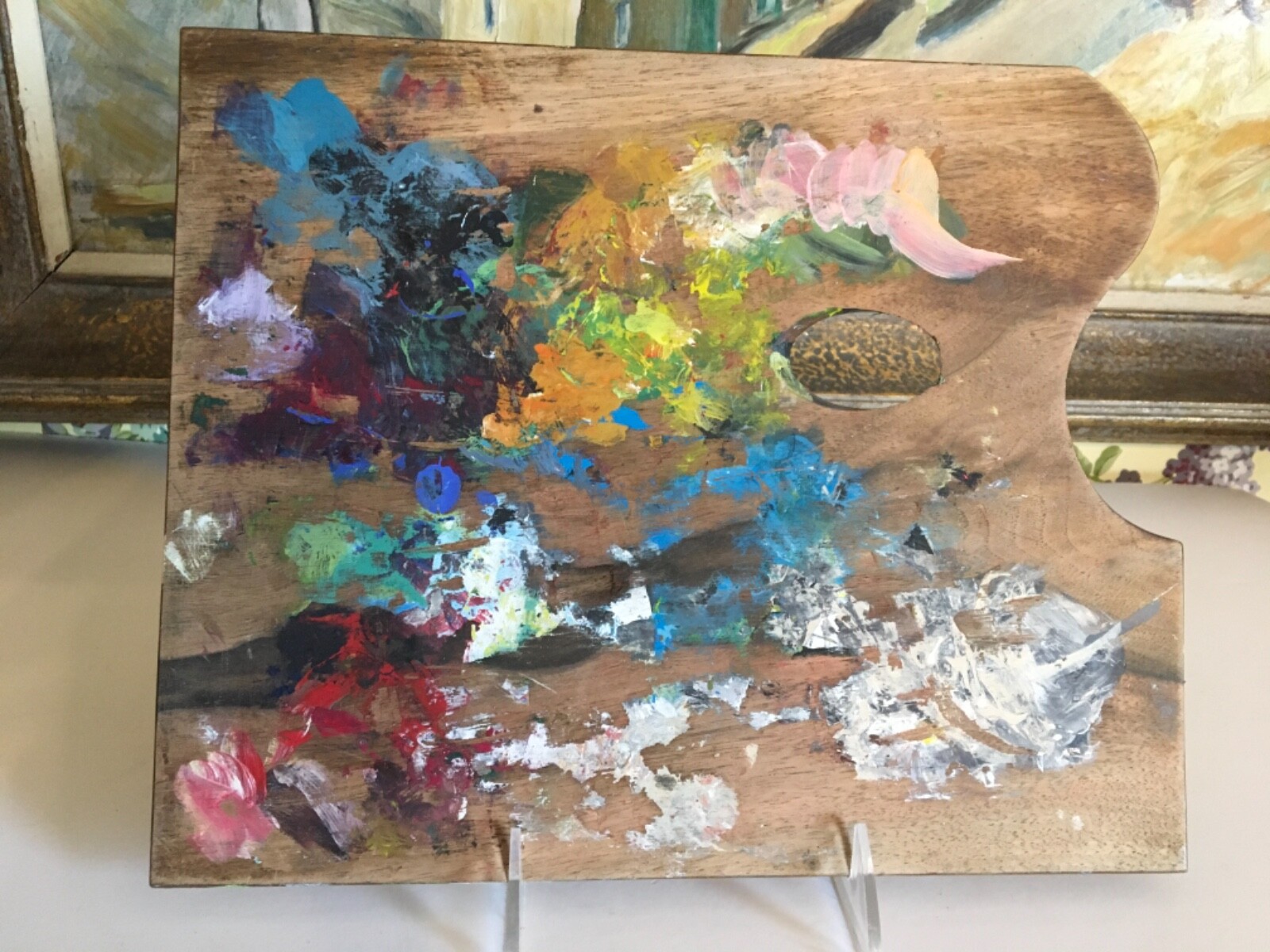Original French Artists Painters Palette Paint on Both Sides Lyon France