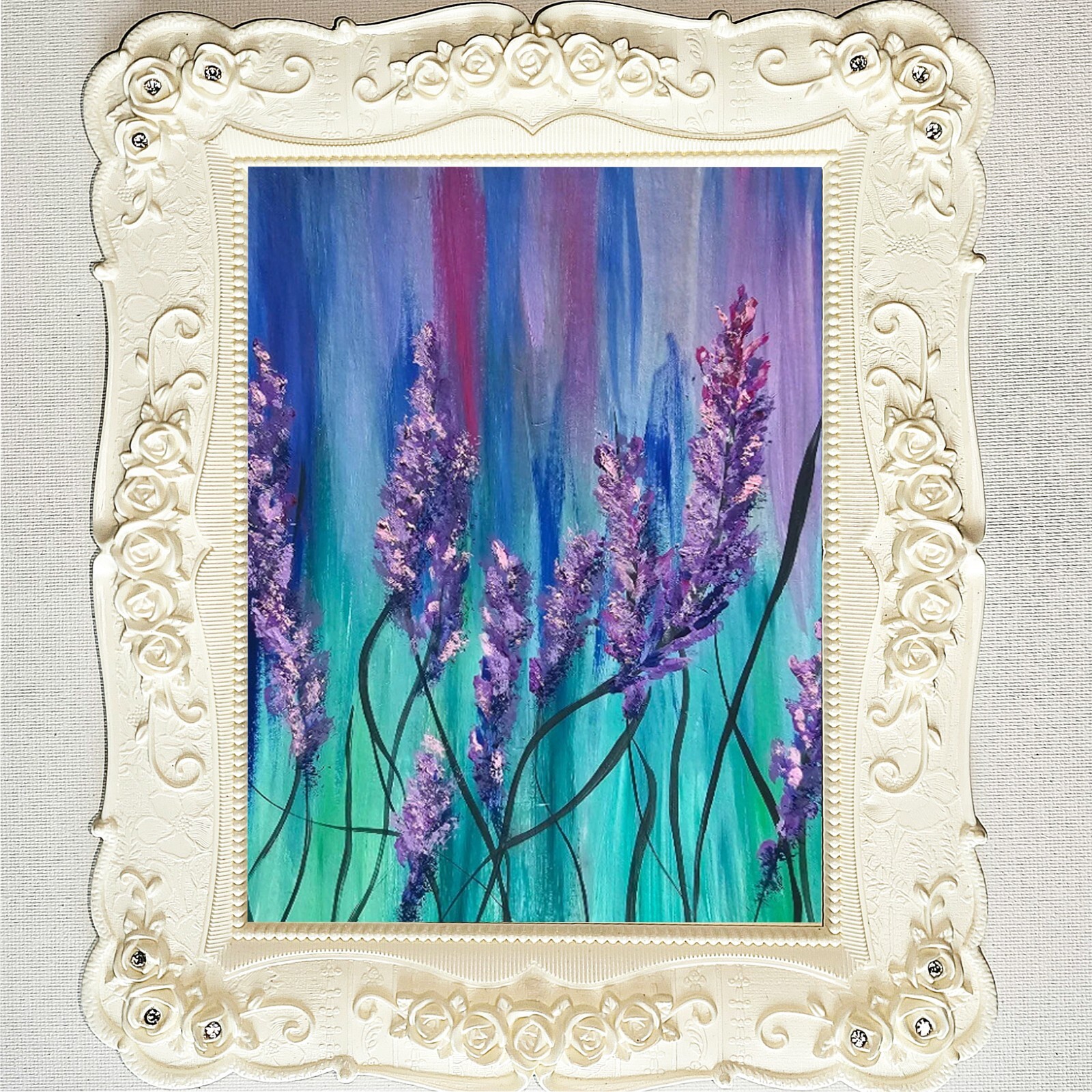 Lavender blossom: watercolor lavender flower, original small flower watercolor,