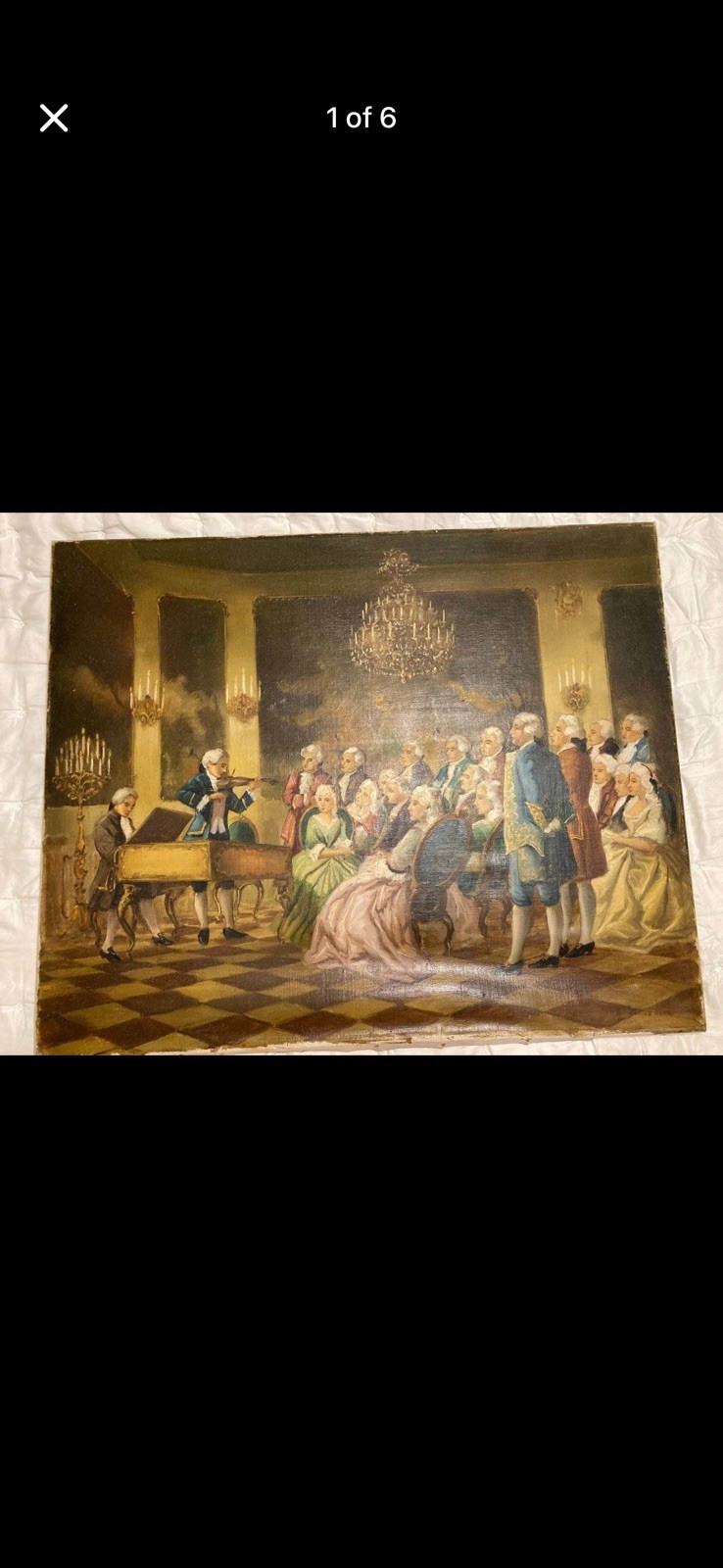 Genuine Original Antique Oil Painting Rococo Style size Large