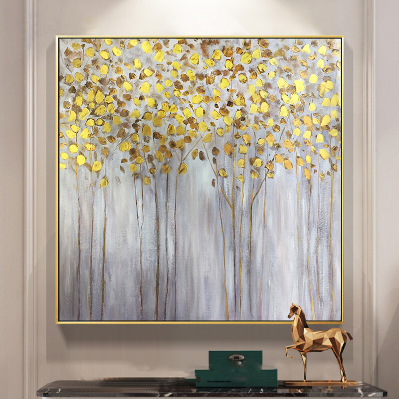 Abstract Painting Large Wall Art Gold Rich Tree Painting Canvas Hand Painted