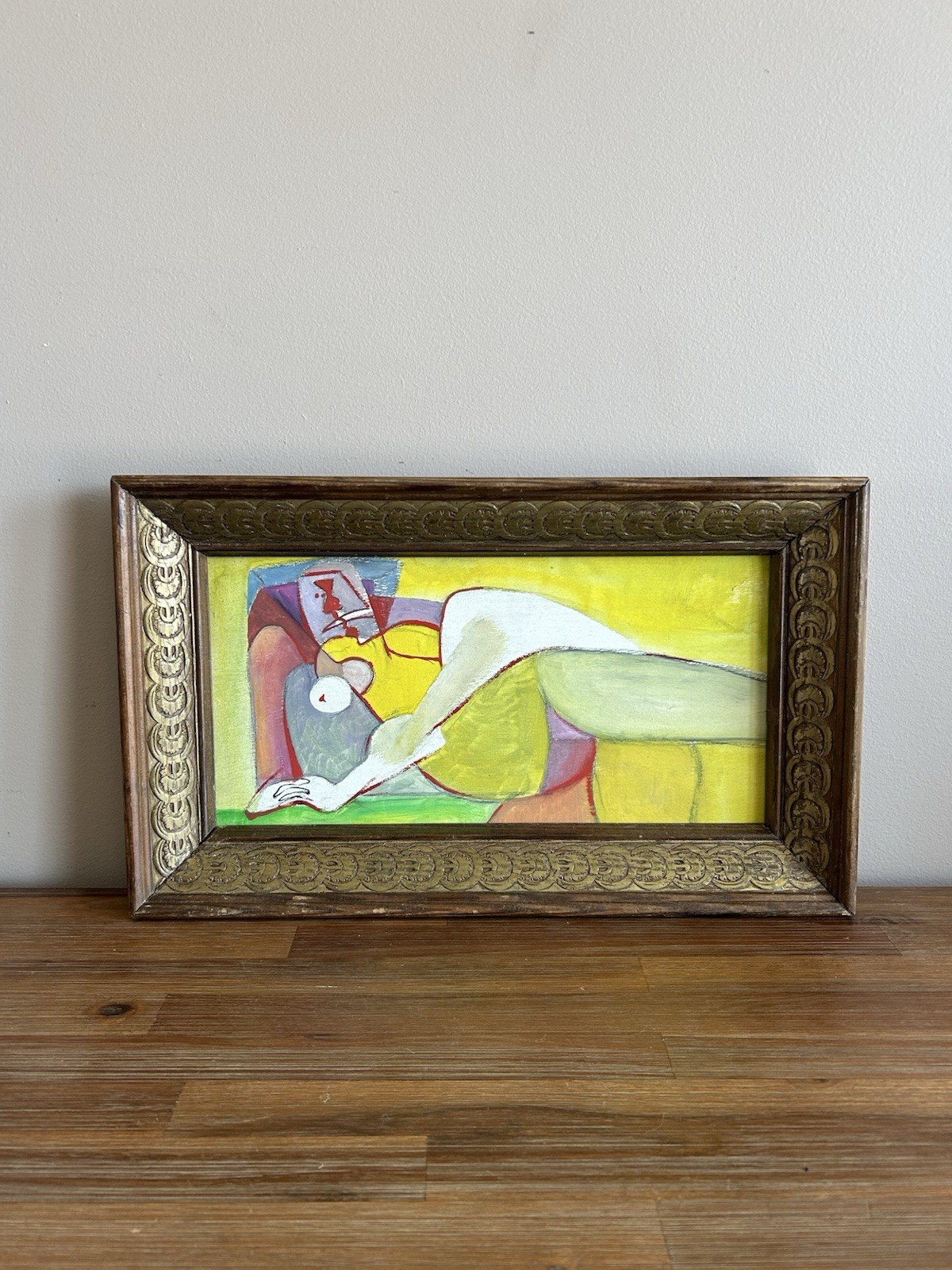 Vintage Abstract Surrealist Cubist Oil On Board Eugene Arcieri NY Artist Signed