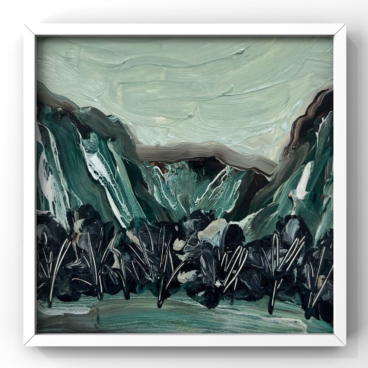 Nordic Mountain Forest Landscape Painting Scandinavian Nature Abstract Artwork
