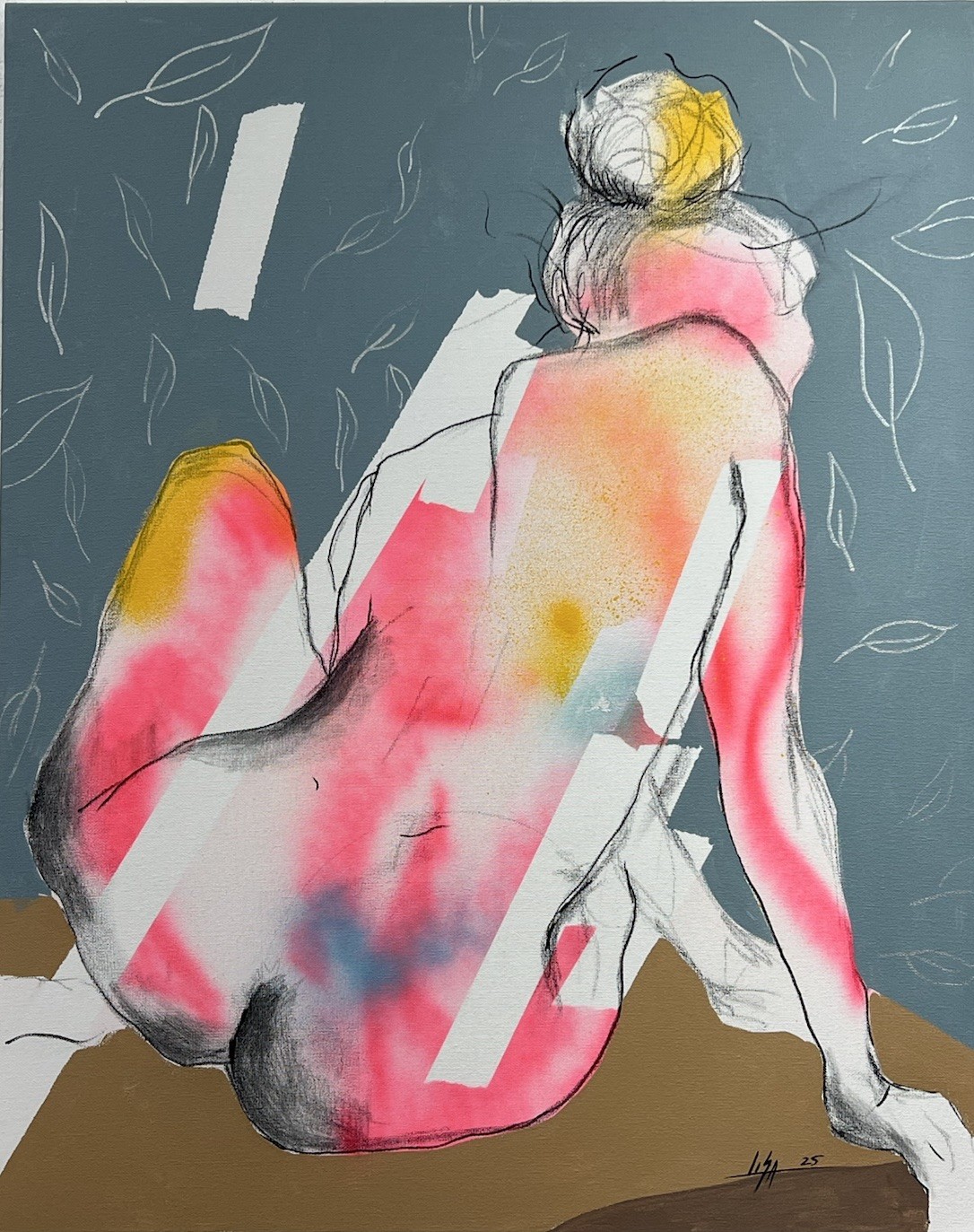 PAINTING ORIGINAL OIL, ACRYLIC AND CHARCOAL ON CANVAS CUBAN ART 24”x30” By LISA.