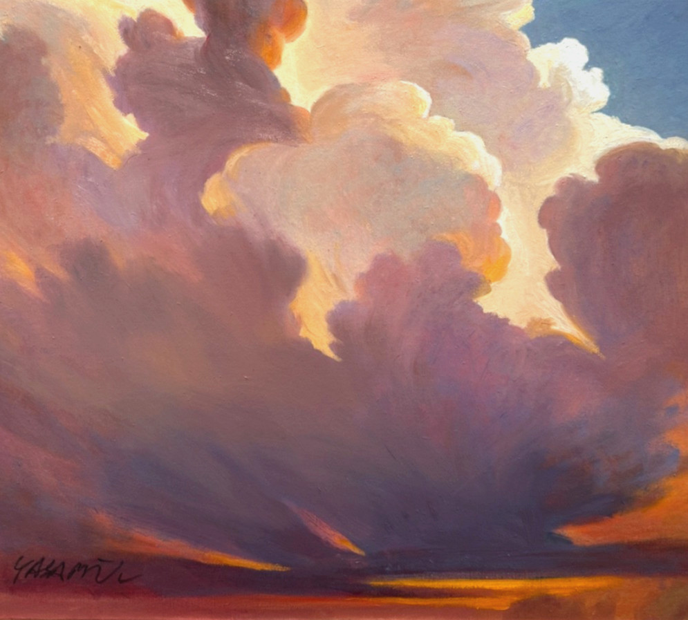 Original fine art Sunset Oil painting on canvas Masoud Yasami framed 25″ x 28″