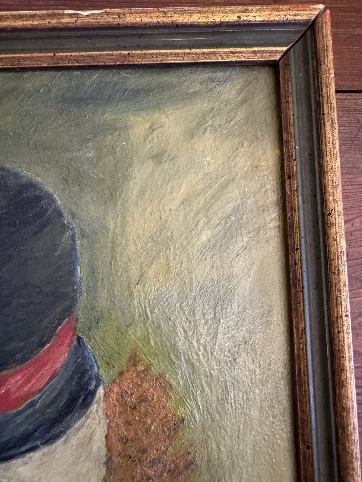 Vintage 1960’s Framed Oil on Canvas Painting – Creepy Clown – L. Jeshiva