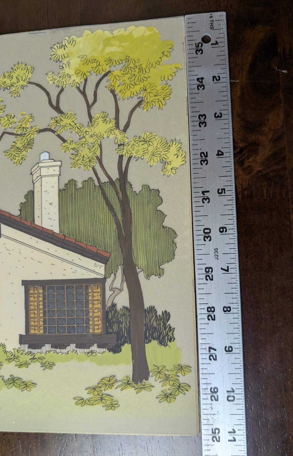 Original MCM Architectural Rendering Drawing Ink and Paint on Vellum House 3A