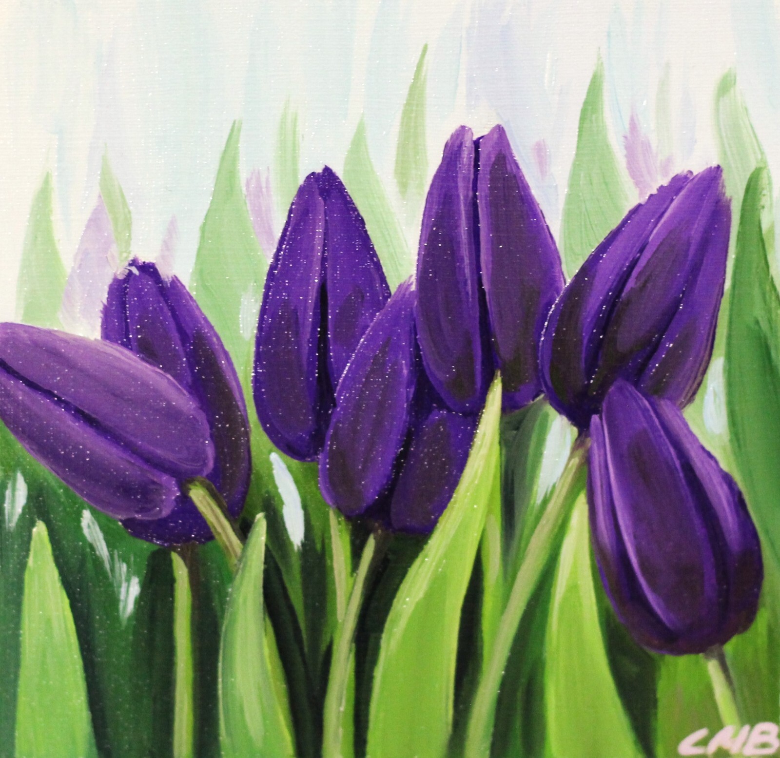 Tulips Original Oil Painting 4×4 Spring Flowers Hand Painted Author’s Painting