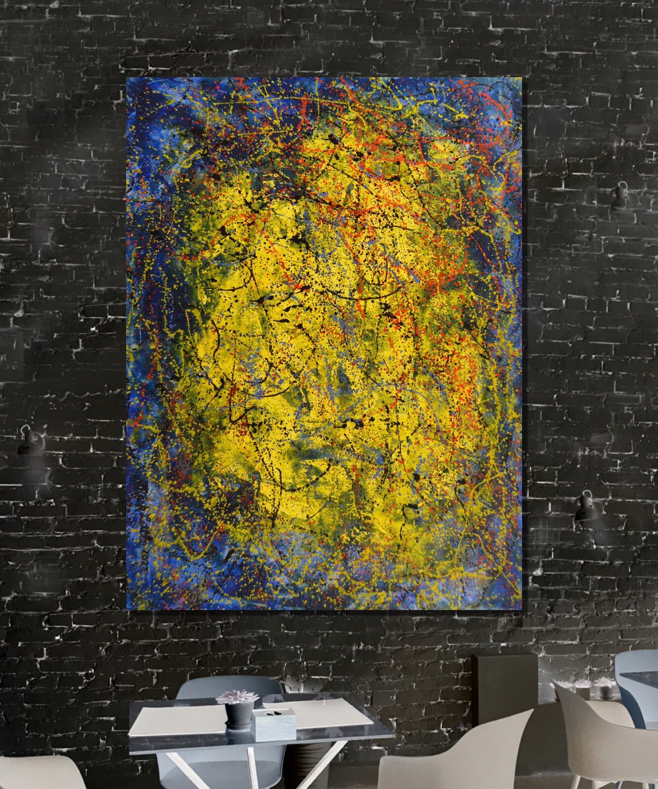 Jackson Pollock style￼ Profession￼al Painting 81” X 62”(6ft 9in)Abstract Modern