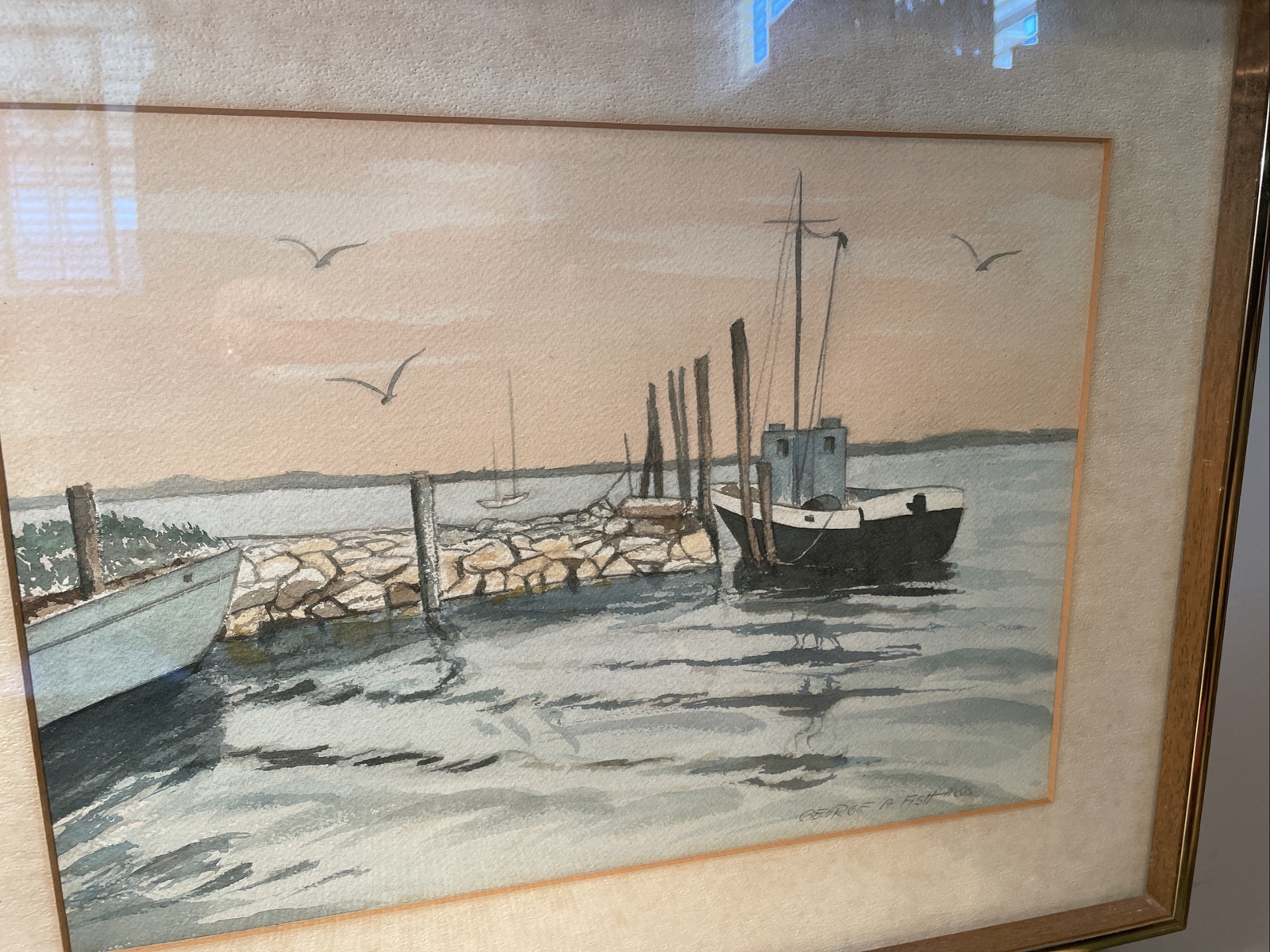 Original Seascape Watercolor New Jersey Artist George A. Fish AWS 1893-1993