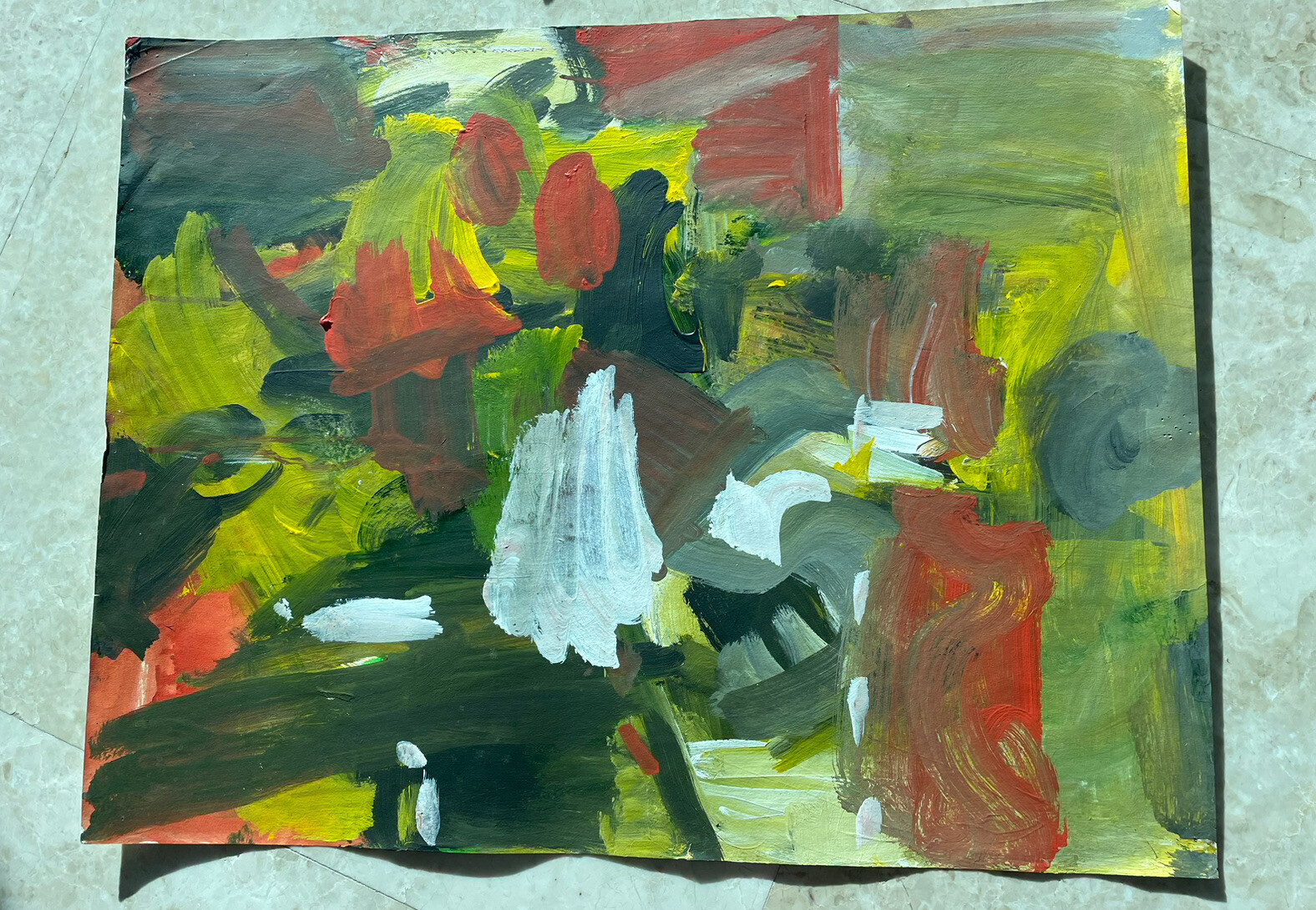 Mid century oil painting paper 1970/80 modern abstract 26+20 inches