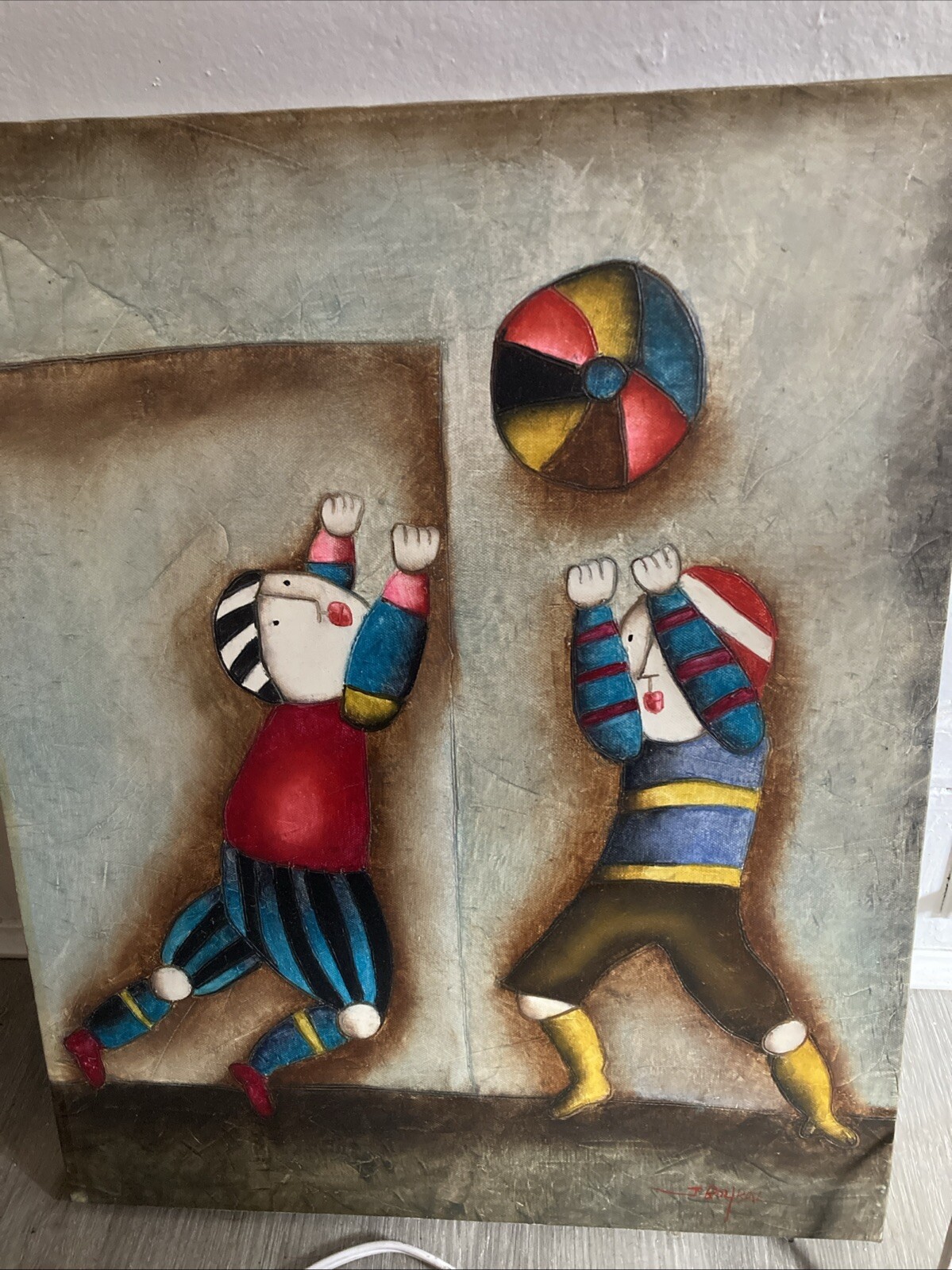 Framed Children at Play Oil Painting by Roybal 16” x 20”