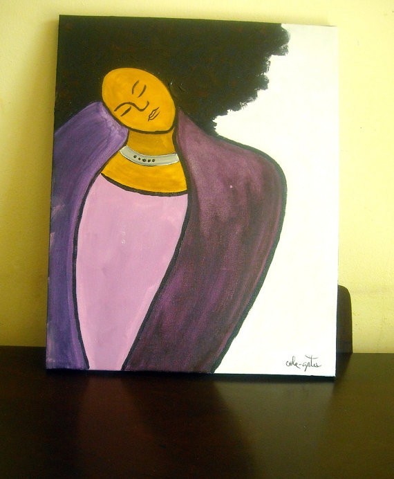 cole-gates ORIGINAL 20×16 Modern abstract Natural Hair Art Canvas Painting, 2013