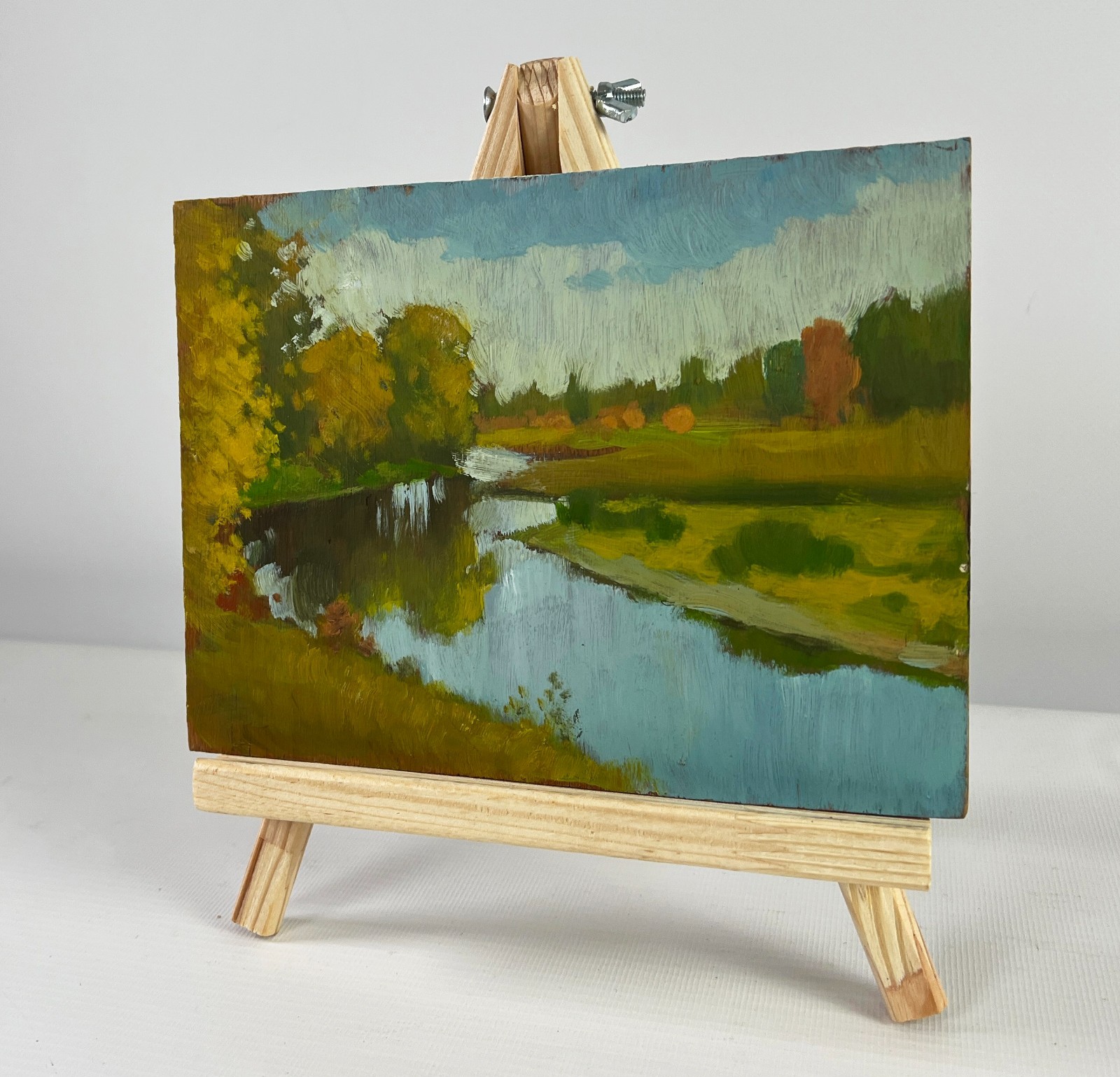 Oil Painting Autumn Landscape With A River View M. Burdylo Original nAAA5046