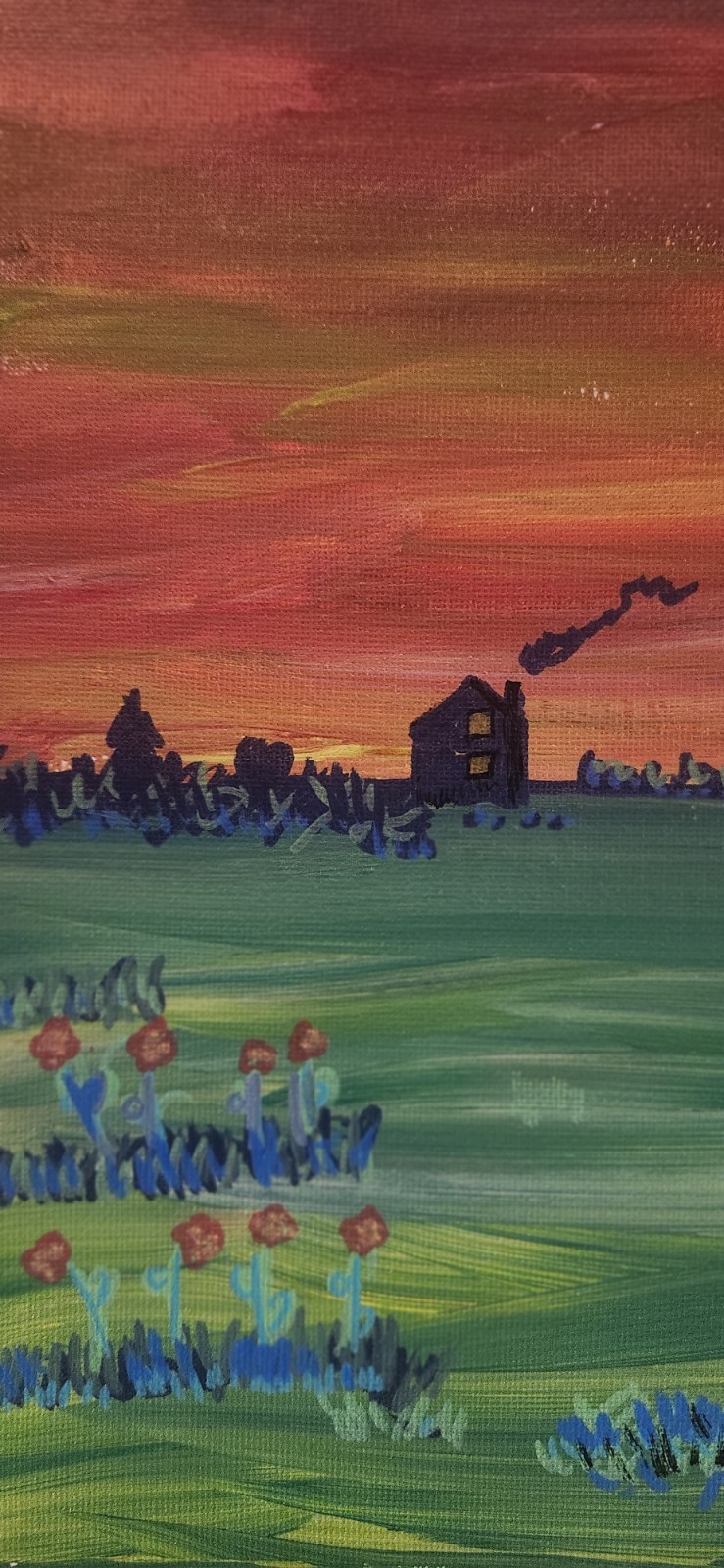 Finger Lakes Quiet Horizon at Dusk Original 11×14 Acrylic Sunset Landscape