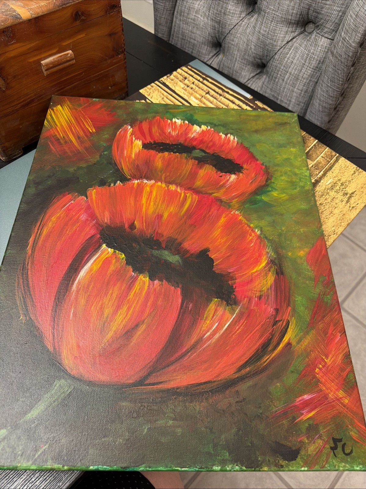 Original Art Poppy Painting Flowers Art Red Poppies Oil Painting Floral Artwork