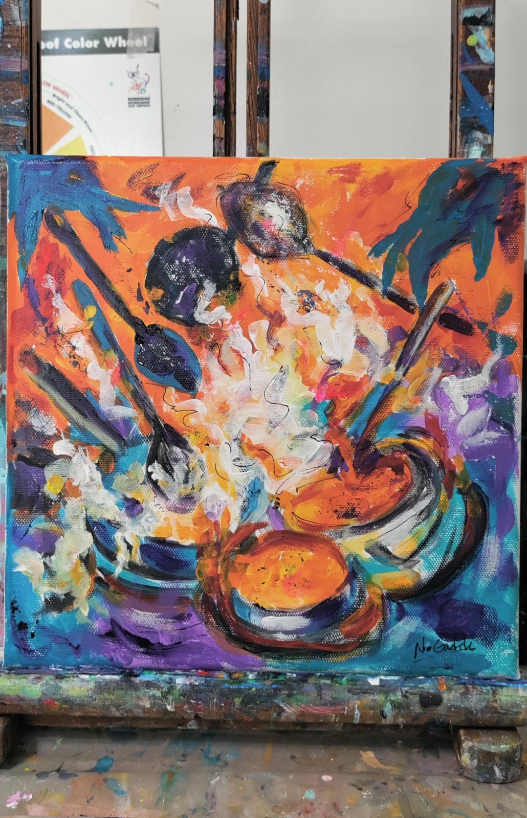 Original Expressionism 10 x 10 Kitchen Wall Art Acrylic Canvas Painting