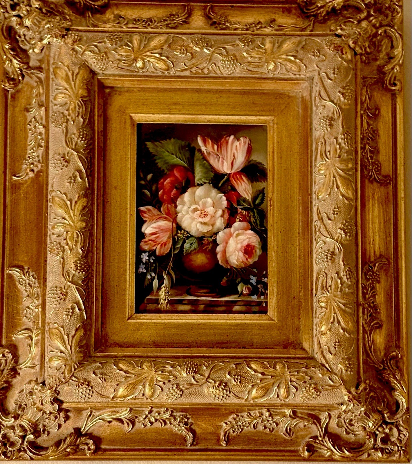 Small Oil Painting Still Life Flowers Ornate Frame 13” X 15” (2 of 2)