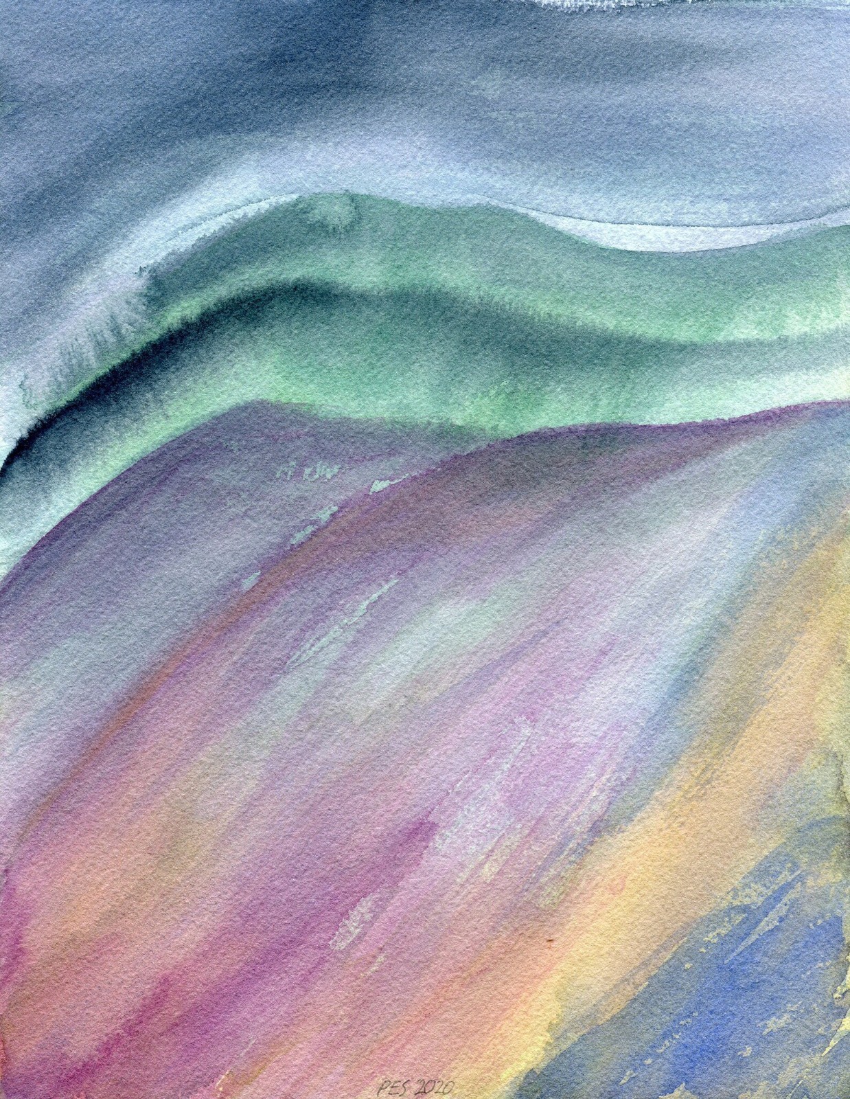 Original Abstract Landscape Watercolor Painting Soft Pastel Contemporary Art