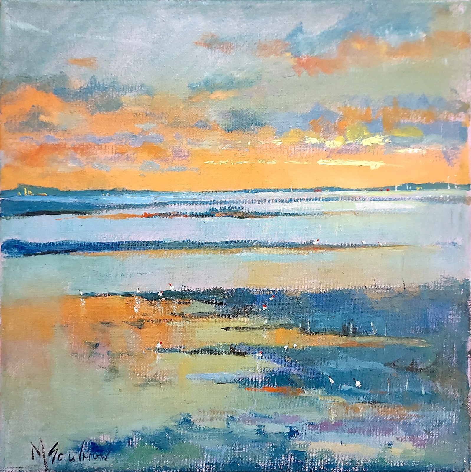 Original Impressionist Oil Painting on Canvas 12 in x12 in– Signed by Artist