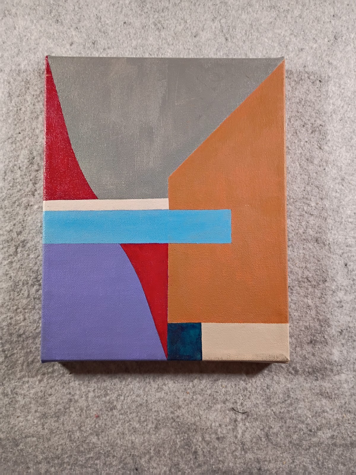 Original Vintage Modern Geometric 80s 90s Acrylic Painting on Canvas 8×10″