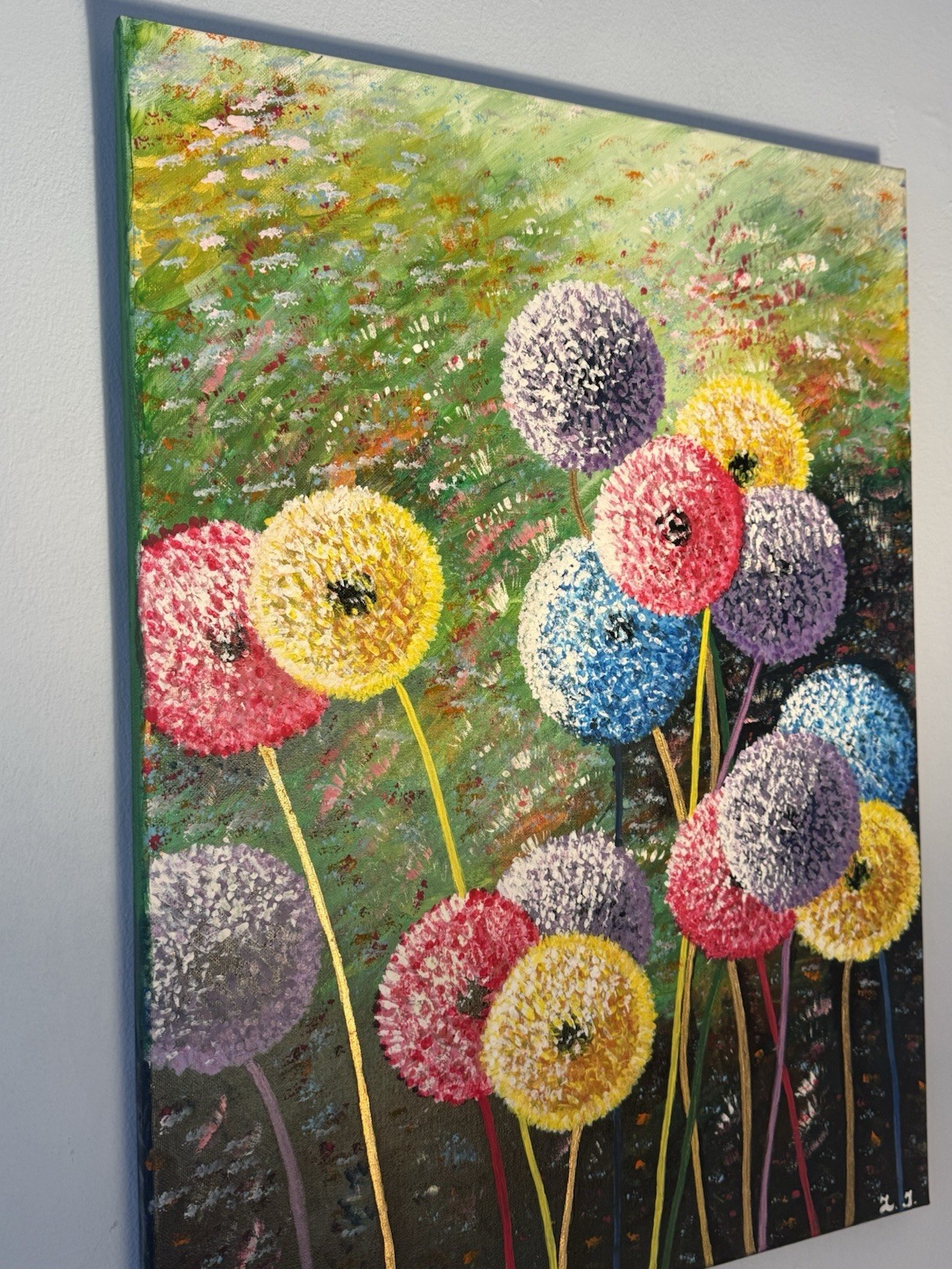 “Golden Bloom” — Original Textured Acrylic Painting with Gold Leaf 18×24