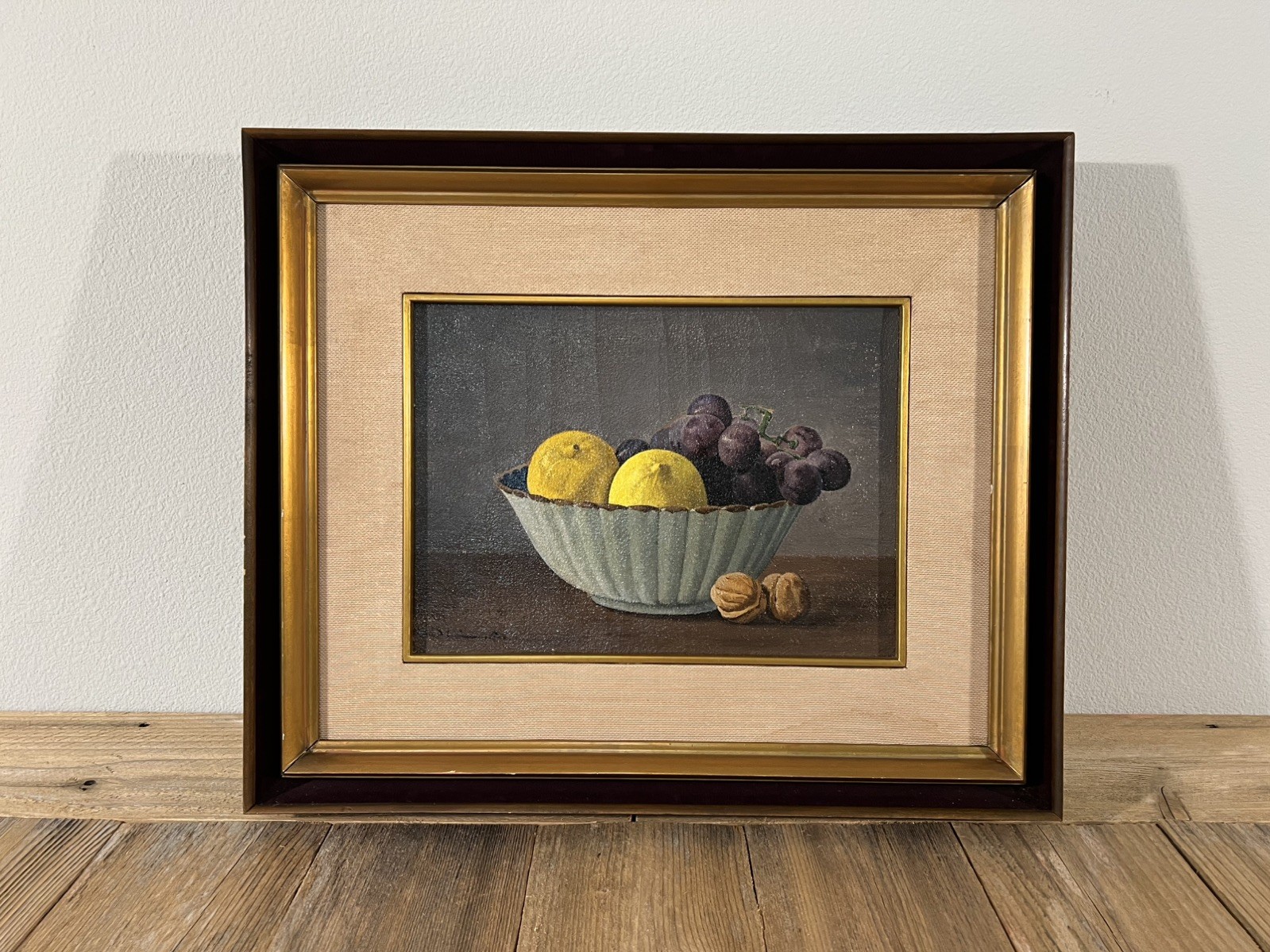1950s Japanese Semi Antique Realist Fruits Still Life Oil Painting
