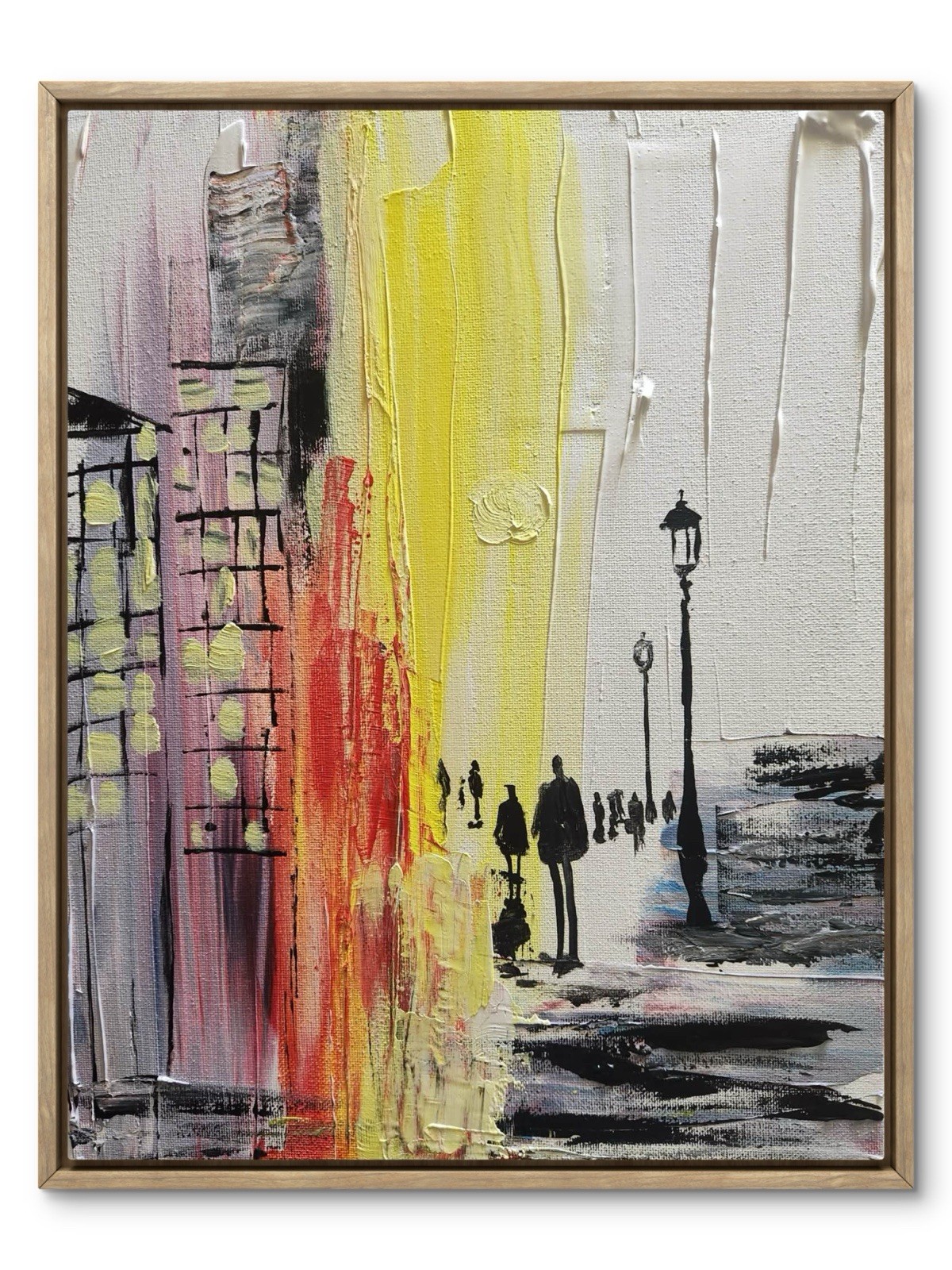 Abstract Colorful City Scape Original Wall Art 14X11 Canvas Acrylic