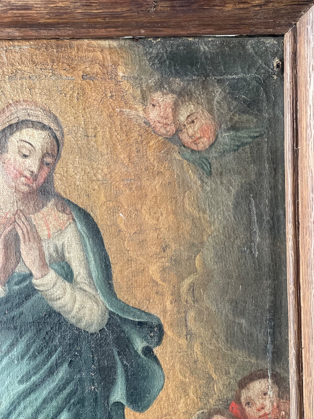 17th MURILLO ( circle ) SPANISH OLD MASTER RELIGIOUS OIL IMMACULATE CONCEPTION