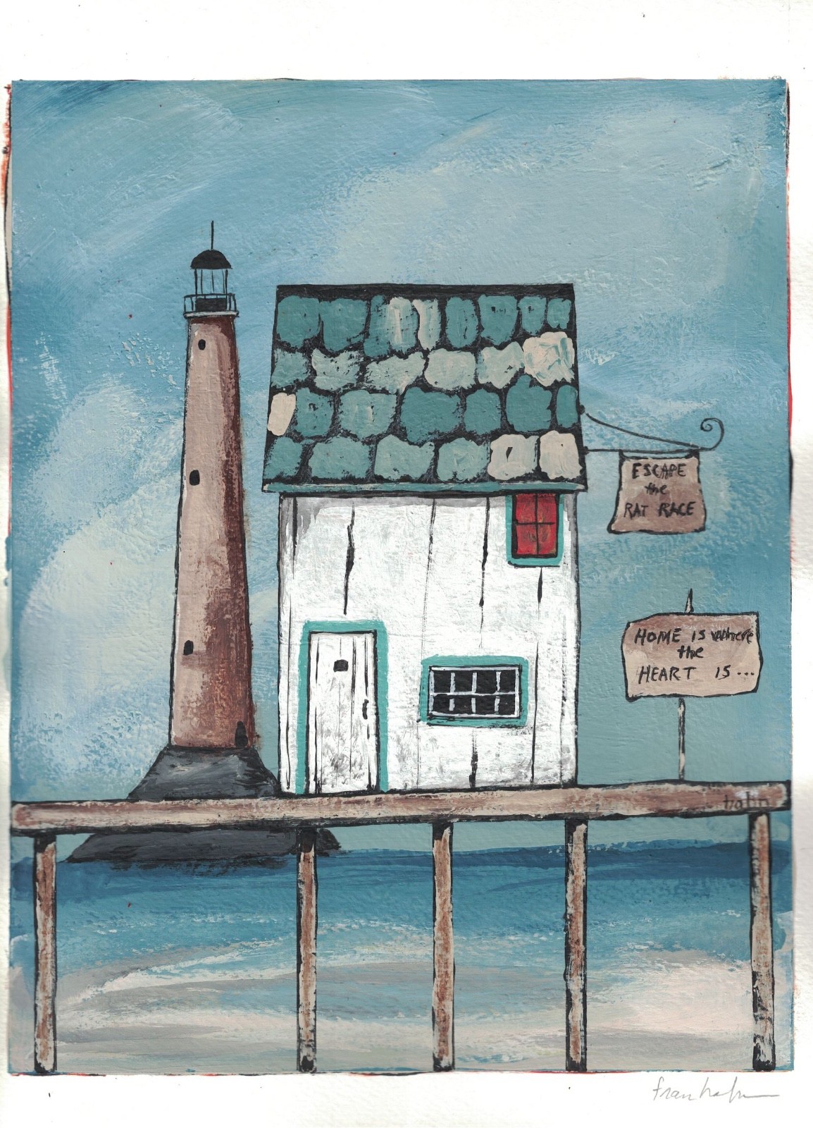 Original art 8x10L Hand Painted on Water color paper 9x12L in – fran hahn