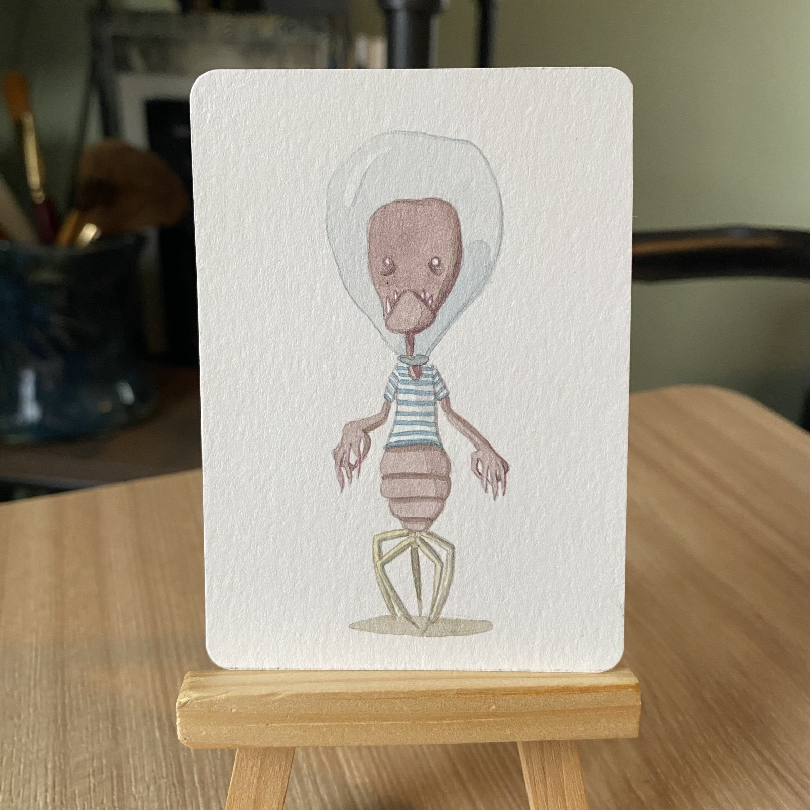 ACEO/ATC Original Painting Monster 2.5×3.5 on paper by Jess Janisse