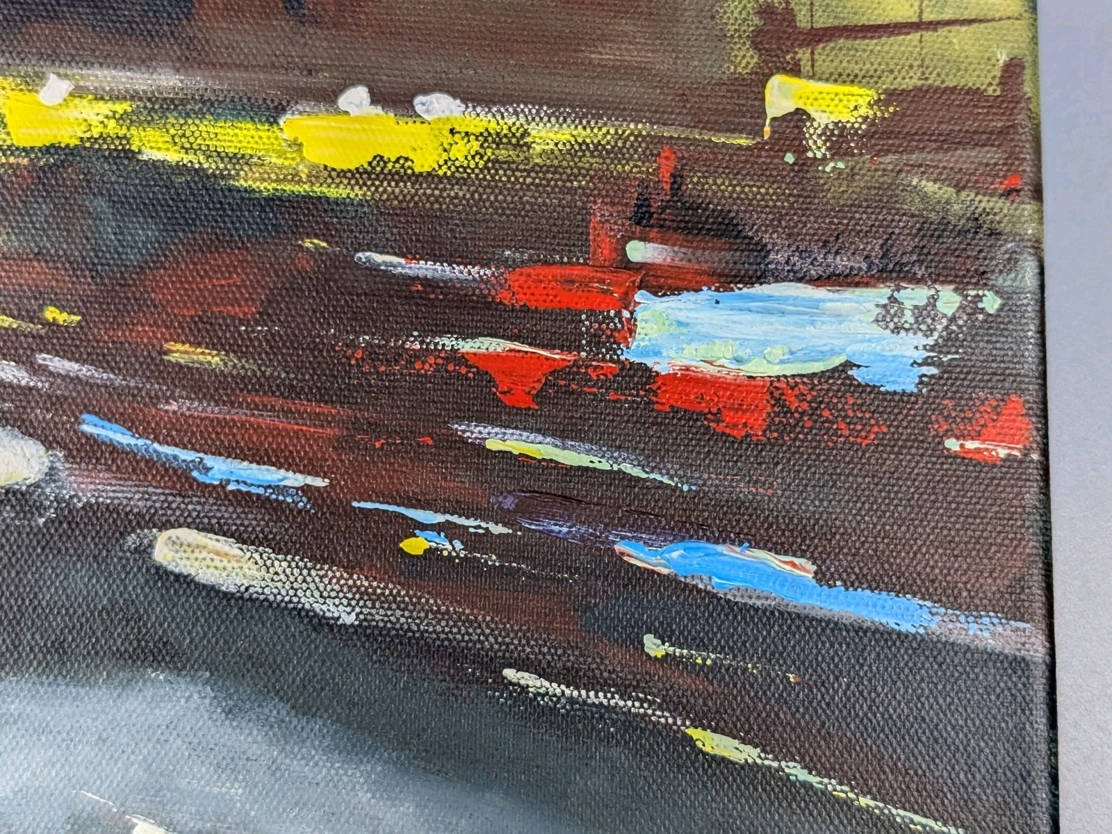 Original Dennis Nash 1947-2016British Acrylic Painting Canvas New York Taxi Cars