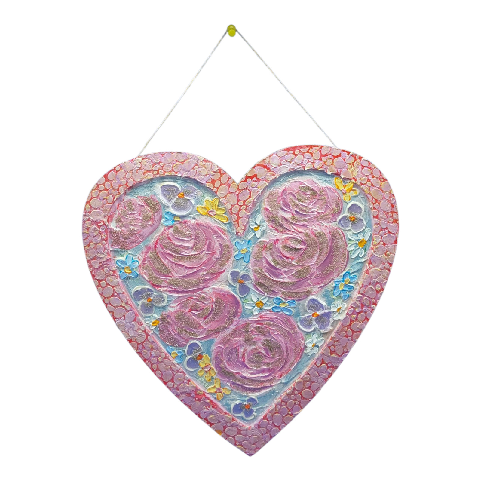 Heart Original Deco Panel Gift for Her, Volumetric Painting 3D Wall Art Handmade