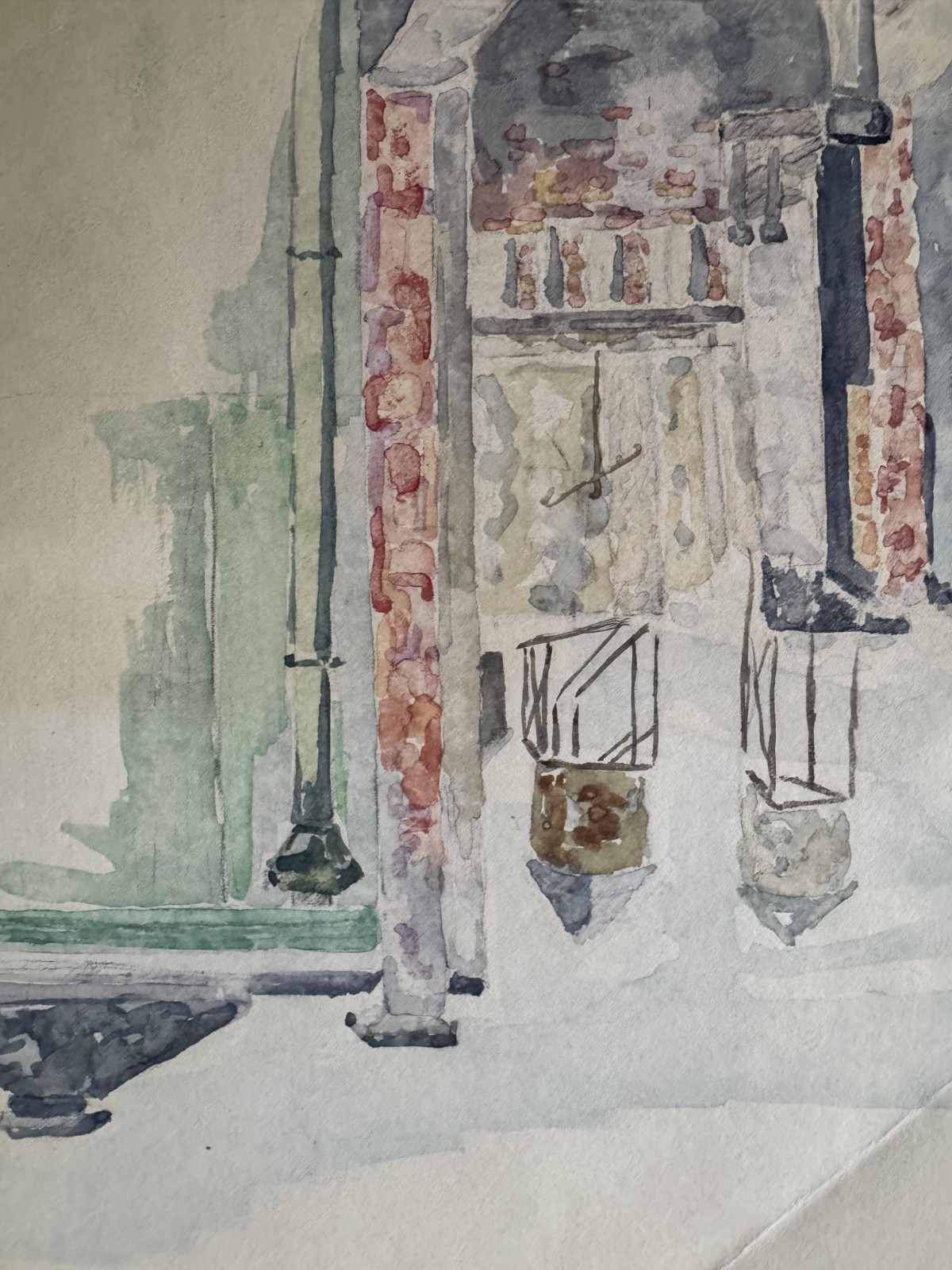 Vintage 1972 Watercolor Painting NYC Rooftops New York City Water Towers 10×11
