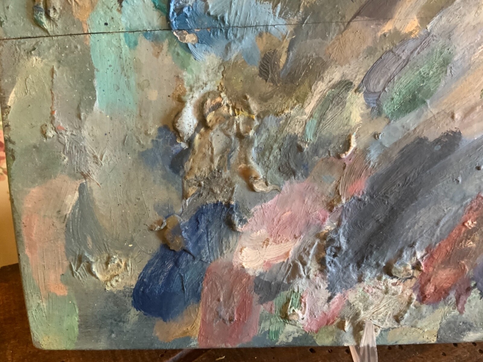 Charming Original French Artists Painters Palette on Light Board Thick Paint