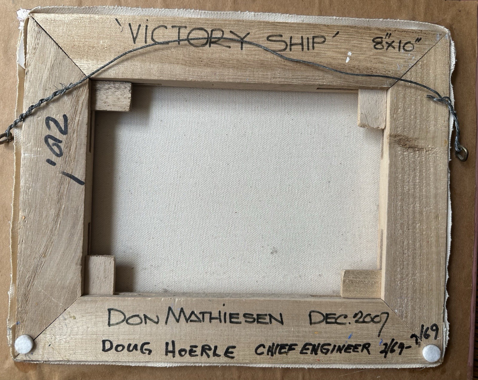 2007 Folk Art Oil Canvas Painting Berkeley Victory Ship ~Don Mathiesen~ Signed