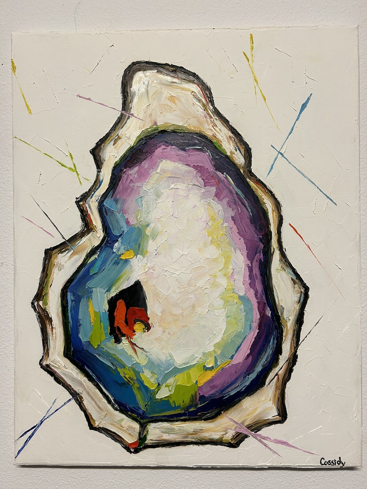 Impressionism Original Hand Painted Impasto Oil Painting Oyster 16×20 Signed