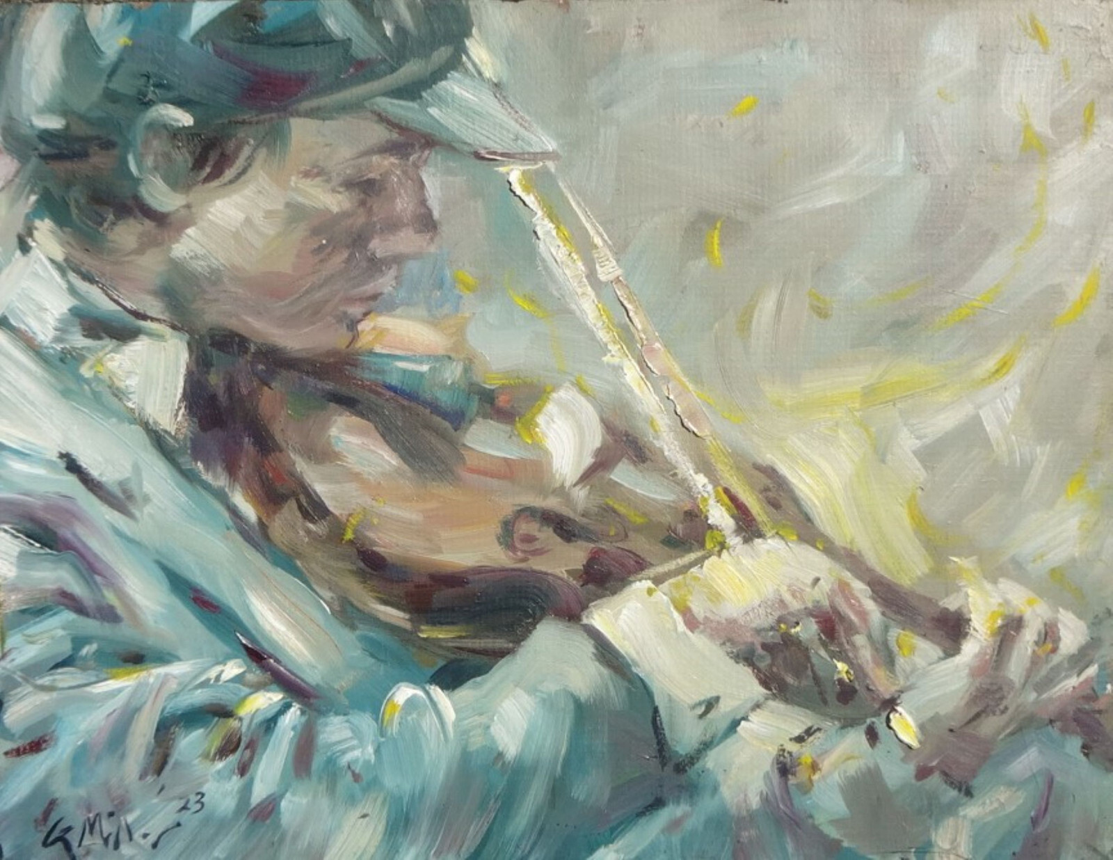GERRY MILLER-Violin Play-Oil Painting-Gerry Miller-30x23cm