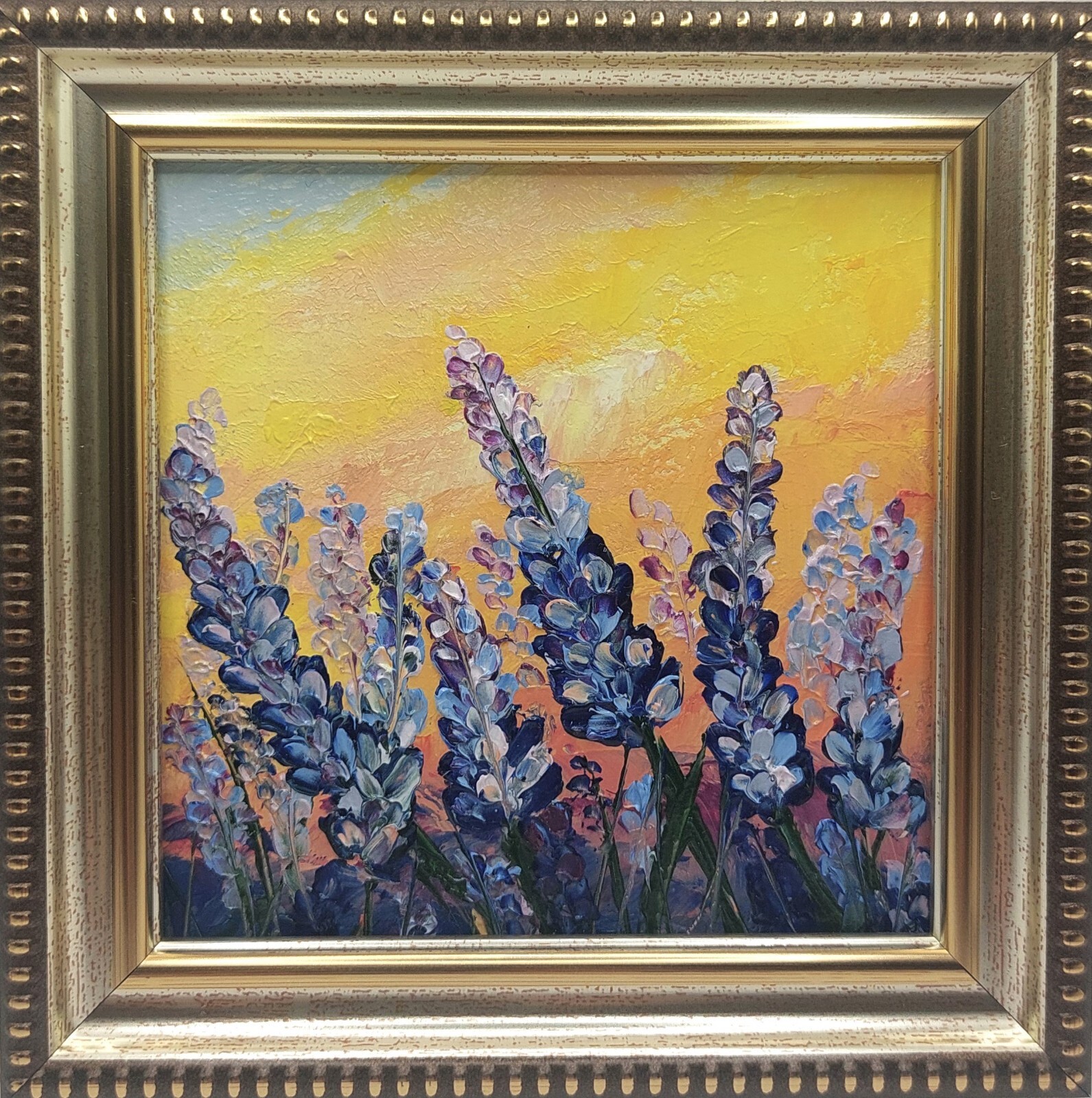 Hand Painted Floral Oil Painting Impasto Texture 4×4 Mini Art Flowers Decor
