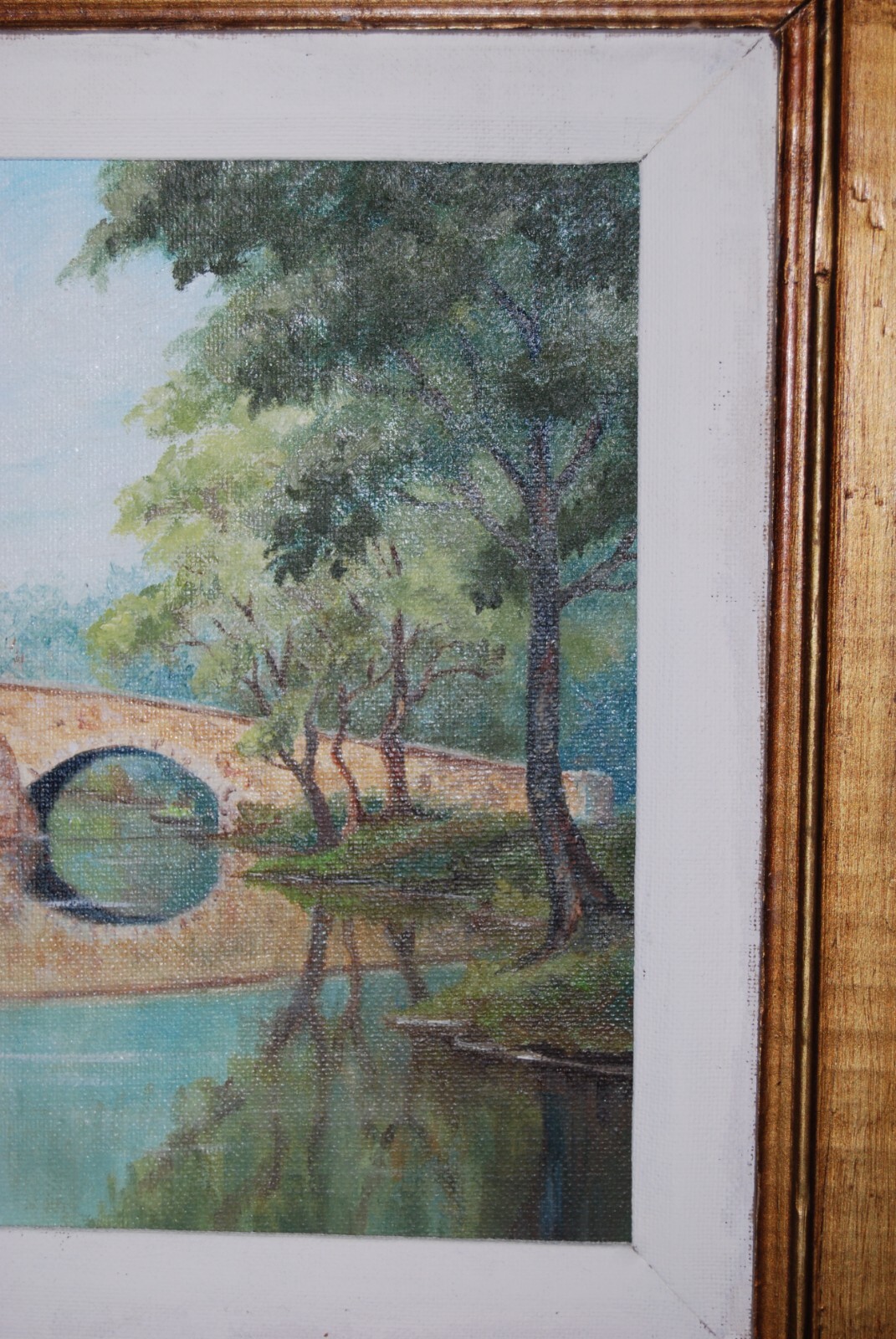 SIGNED FRAMED OIL BURNSIDE BRIDGE MD COUNTRY LANDSCAPE SCENE ARTIST MARY CARRILL
